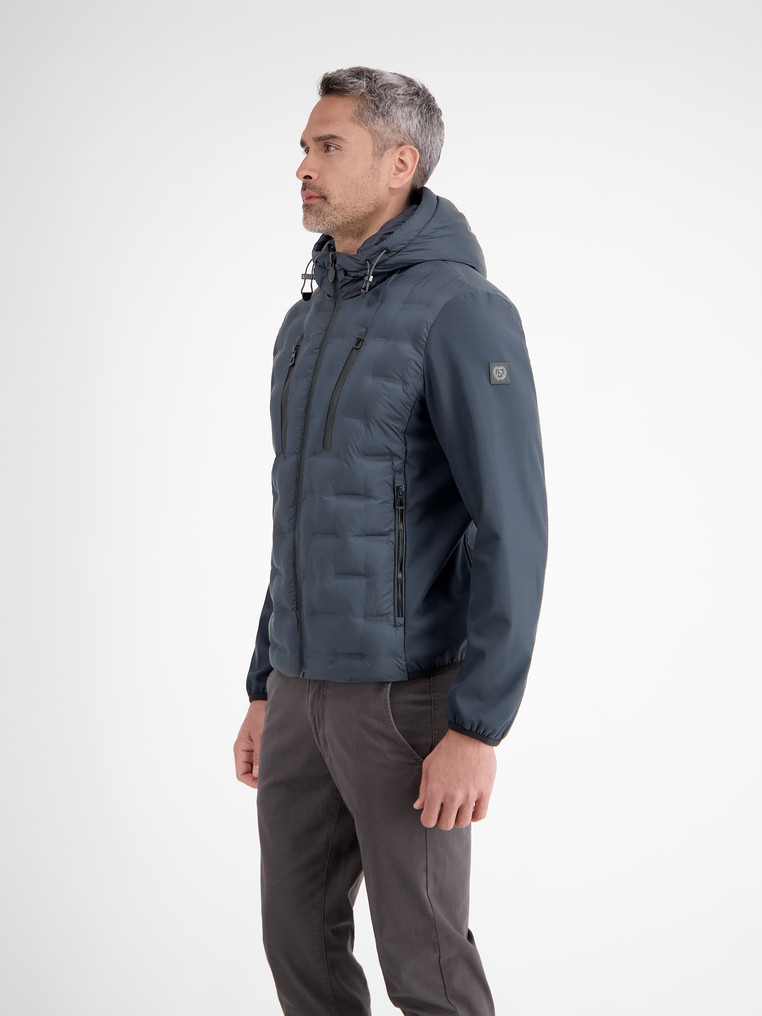 LERROS Steppjacke »LERROS Sportive Hybrid-Jacke mit Steppfront«, mit Kapuze, Atmungsaktiv, wasser- und windabweisend