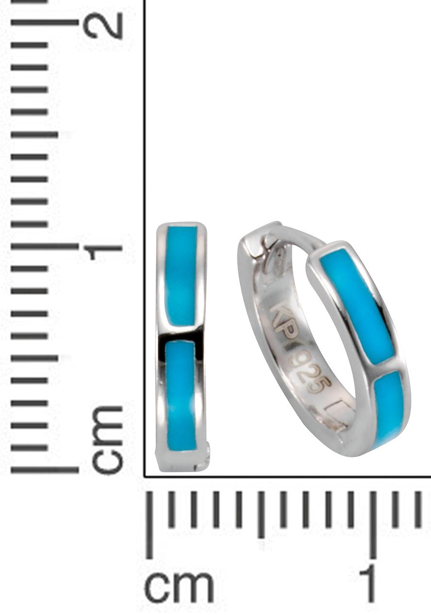 Firetti Paar Creolen »Schmuck Geschenk Silber 925 Klappcreole silber-blau«, mit Streifen aus blauem Lack