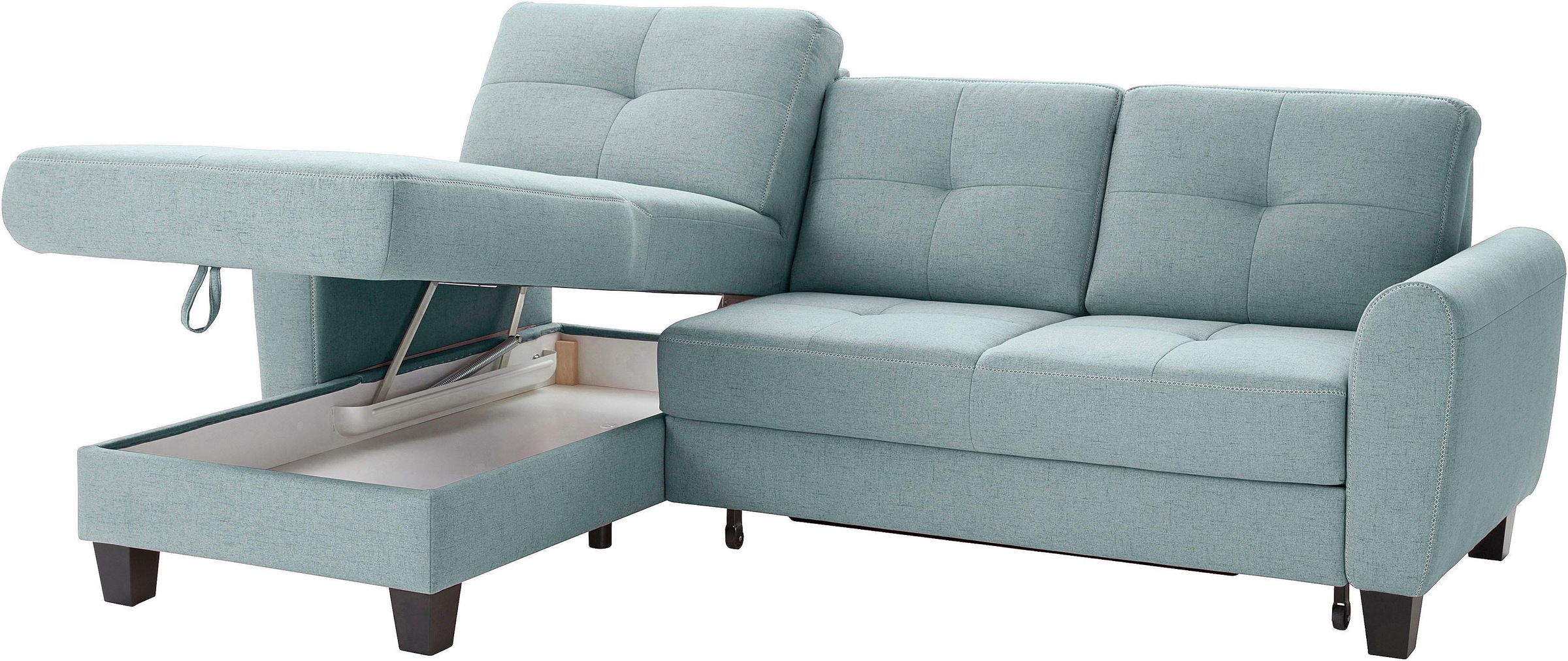 sit&more Ecksofa »Varese L-Form«, mit Federkern, wahlweise mit Bettfunktion und Stauraum