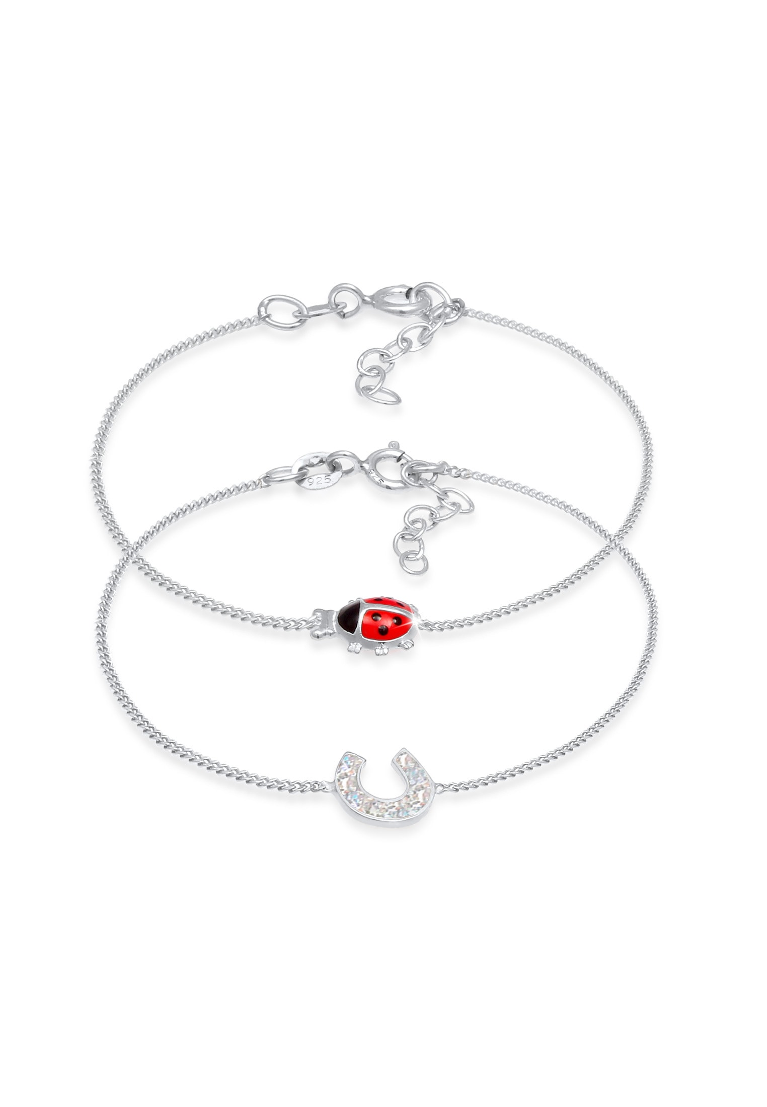 Elli Armband Set »Kinder Marienkäfer Hufeisen Glück (2 tlg) 925 Sterling Silber«