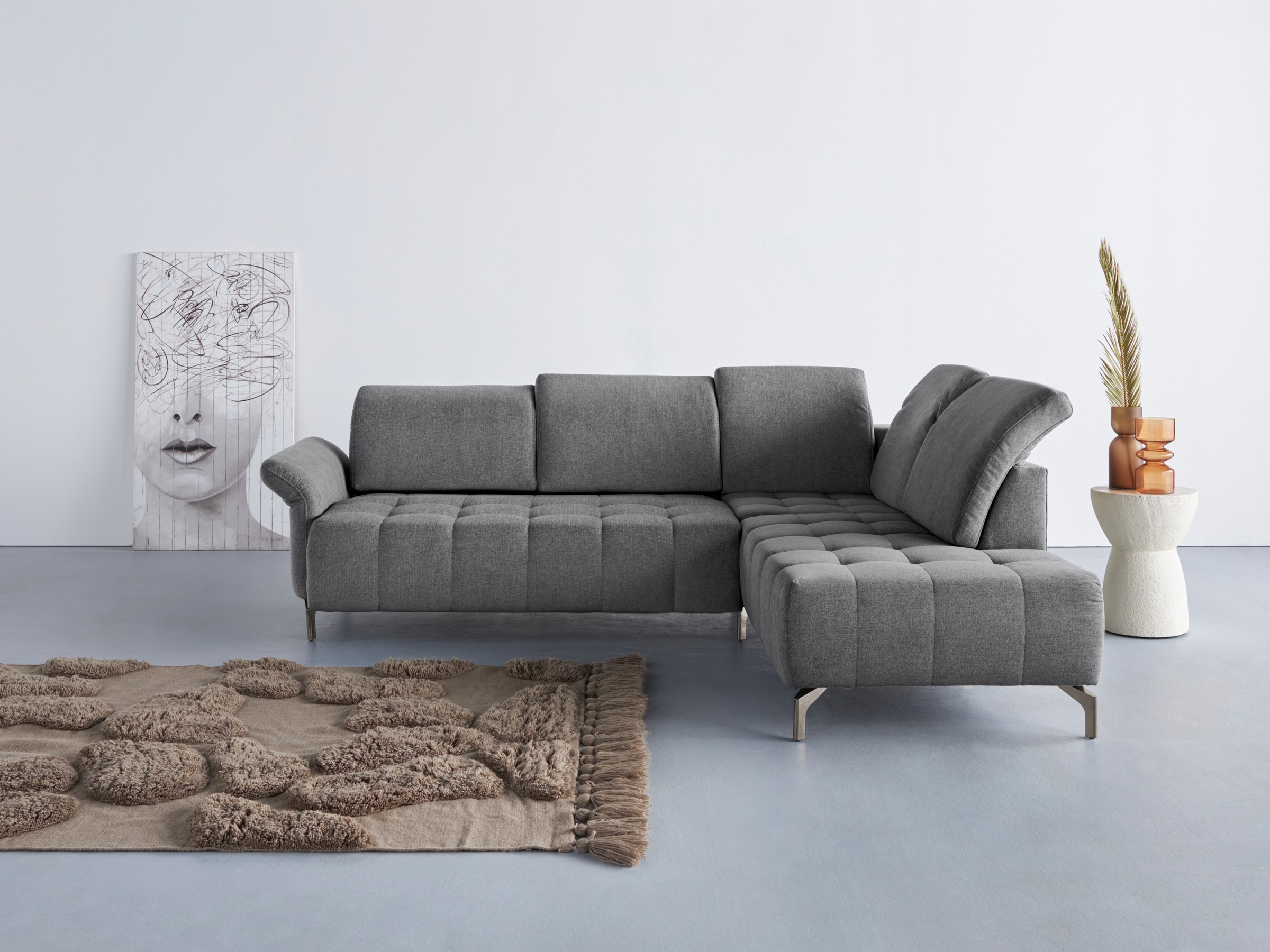 OTTO home Ecksofa "Fresh L-Form" Federkern, wahlweise Kopfteilverstellung und motorischer Vorziehsitz