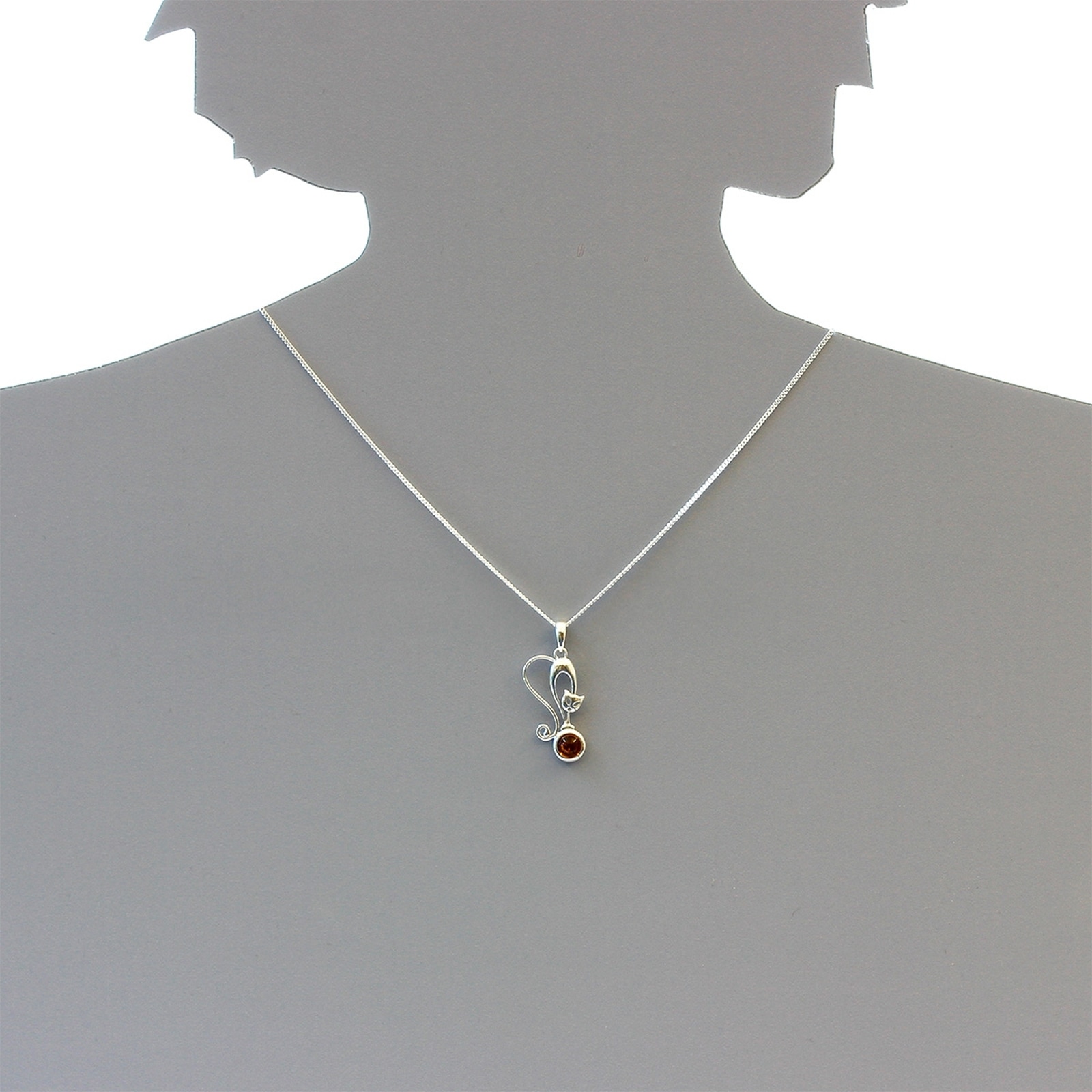 OSTSEE-SCHMUCK Kette mit Anhänger »Ostsee-Schmuck Kette mit Anhänger Katze Kette mit Anhänger Katze«, (2 tlg.)