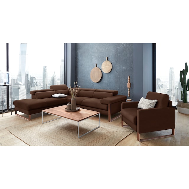 W.SCHILLIG Ecksofa »finn«, German Design Award 2016, Fußgestell Nussbaum  natur, Breite 281 cm kaufen | BAUR