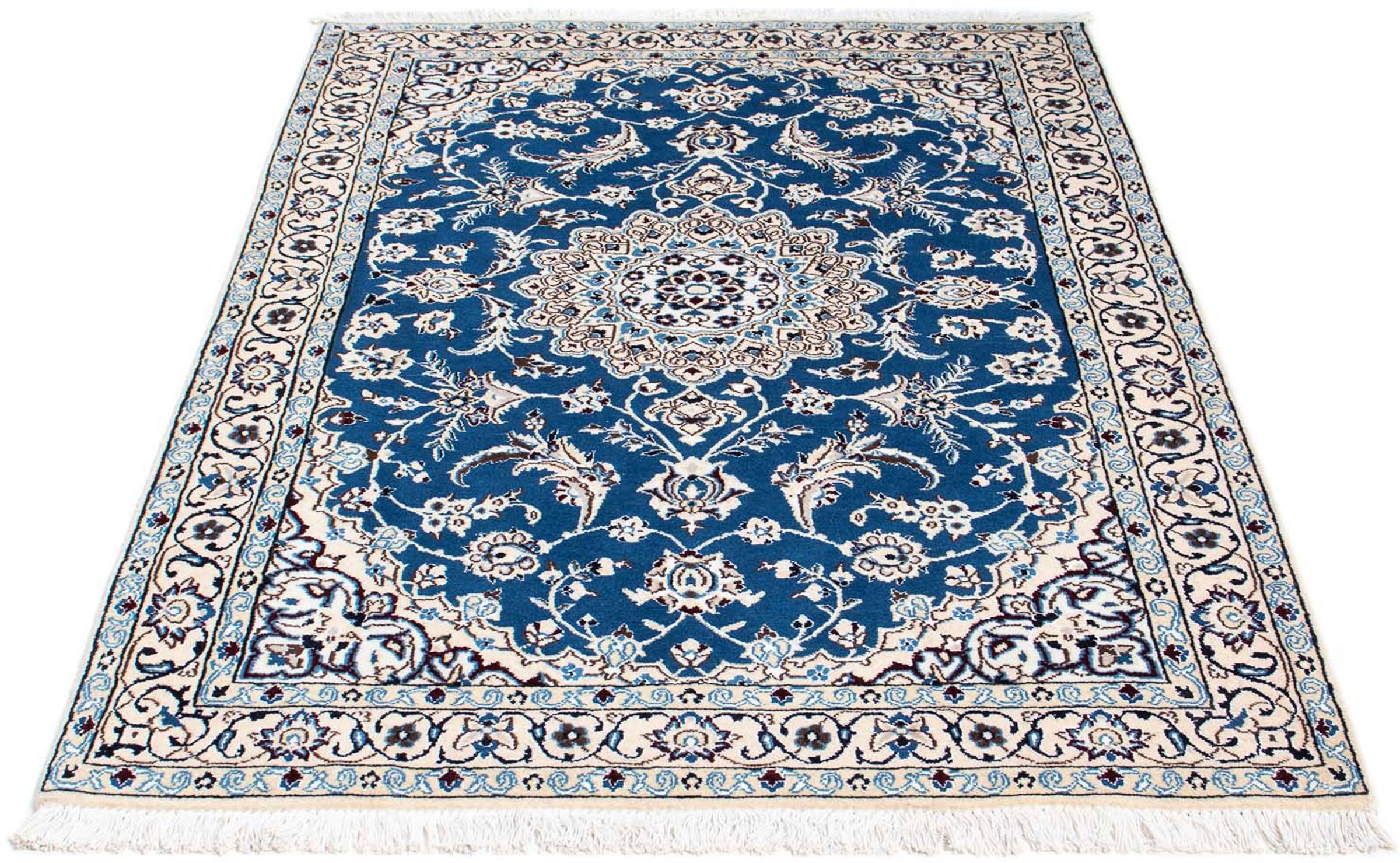 morgenland Orientteppich "Perser - Nain - Royal - 166 x 110 cm - blau", rechteckig, 10 mm Höhe, Wohnzimmer, Handgeknüpft