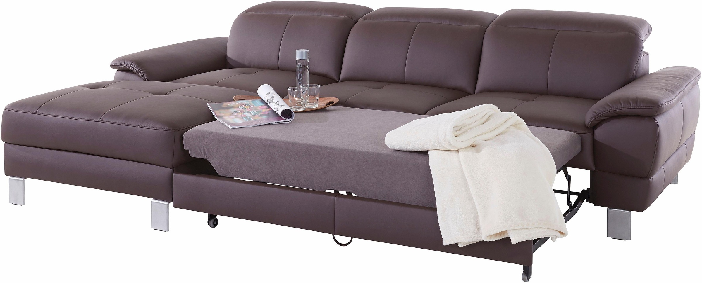 exxpo - sofa fashion Ecksofa »Mantua 2, inkl. Kopf- bzw. Rückenverstellung, bequem, L-Form«, wahlweise mit Bettfunktion und Bettkasten, tolle Verarbeitungsdetails
