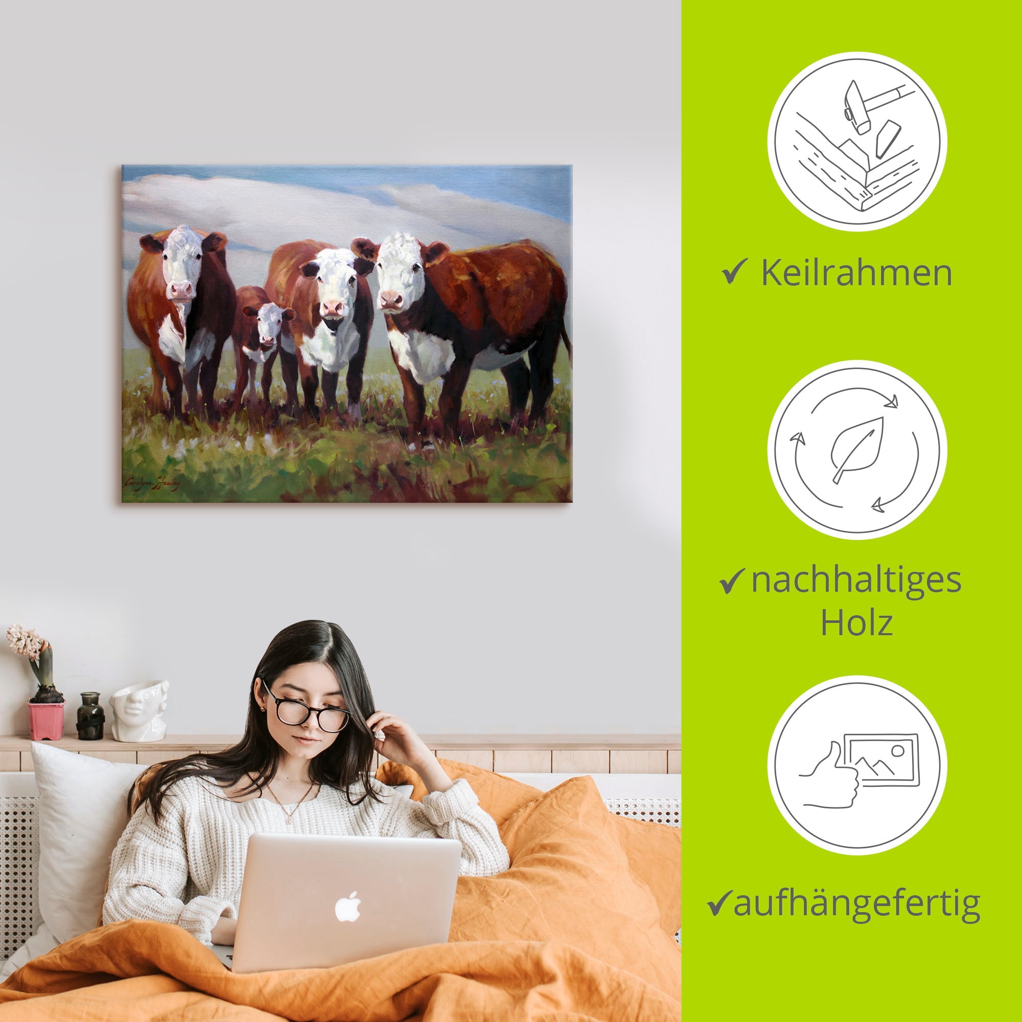 Artland Wandbild »Zuhause der Kühe«, Haustiere, (1 St.), als Alubild, Outdoorbild, Leinwandbild in verschied. Größen