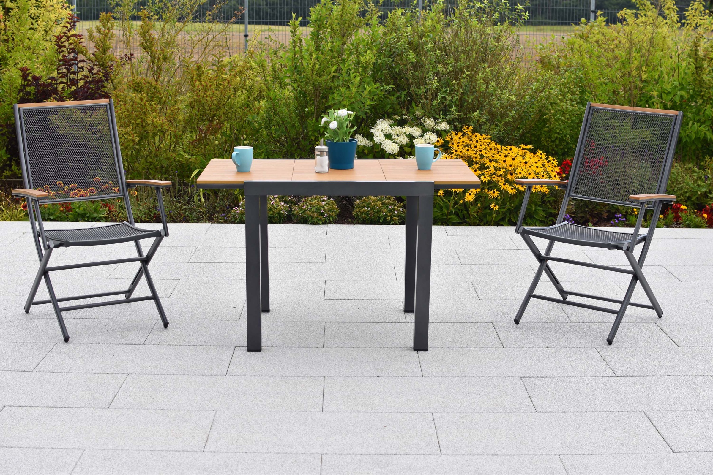 MERXX Balkonset »Itanos« Set, 3 tlg. inkl. 2 Klappsssel, 1 Balkonausziehtisch