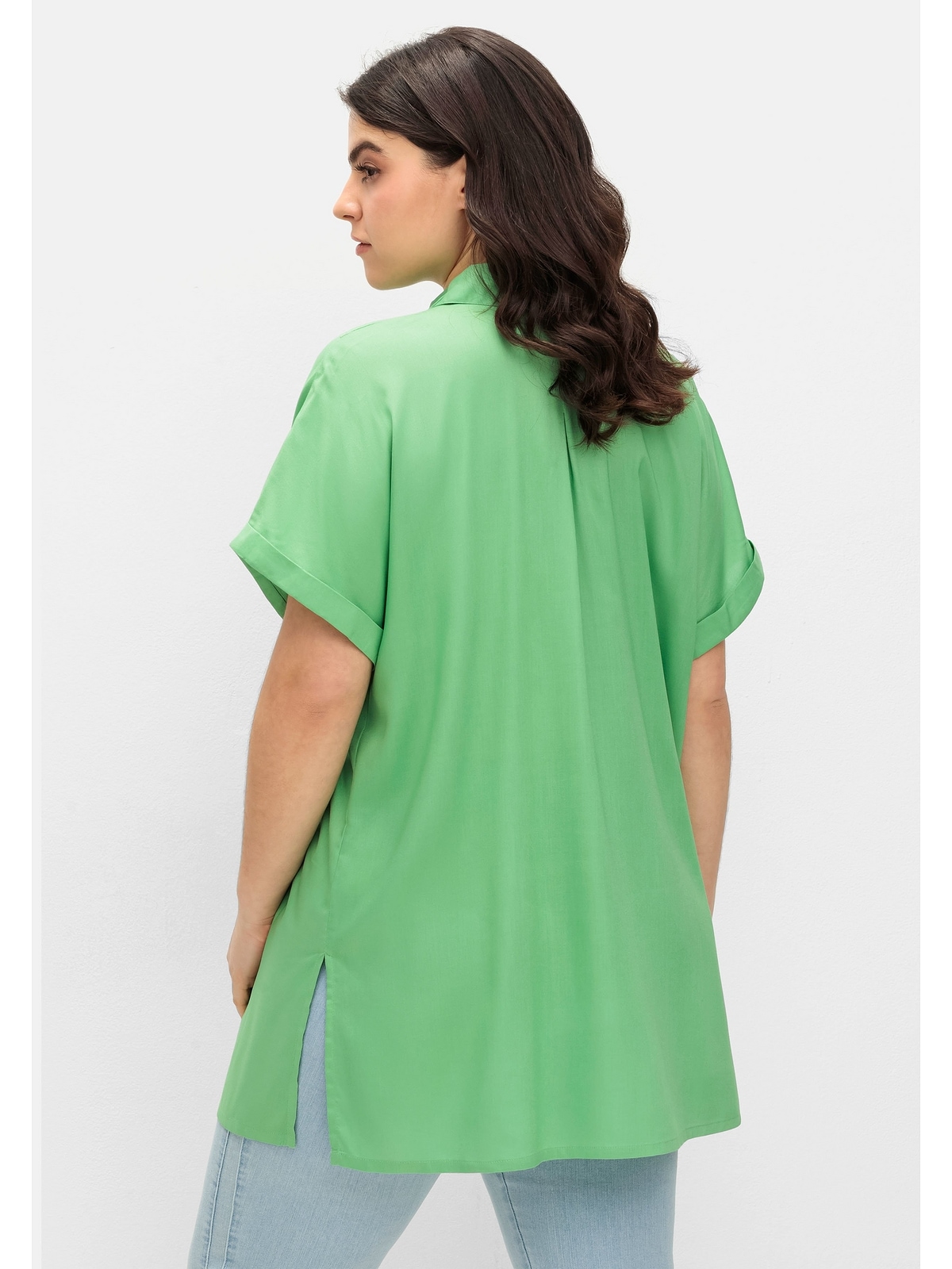 Sheego Longbluse »Große Größen«, mit Hemdkragen und kurzem Arm