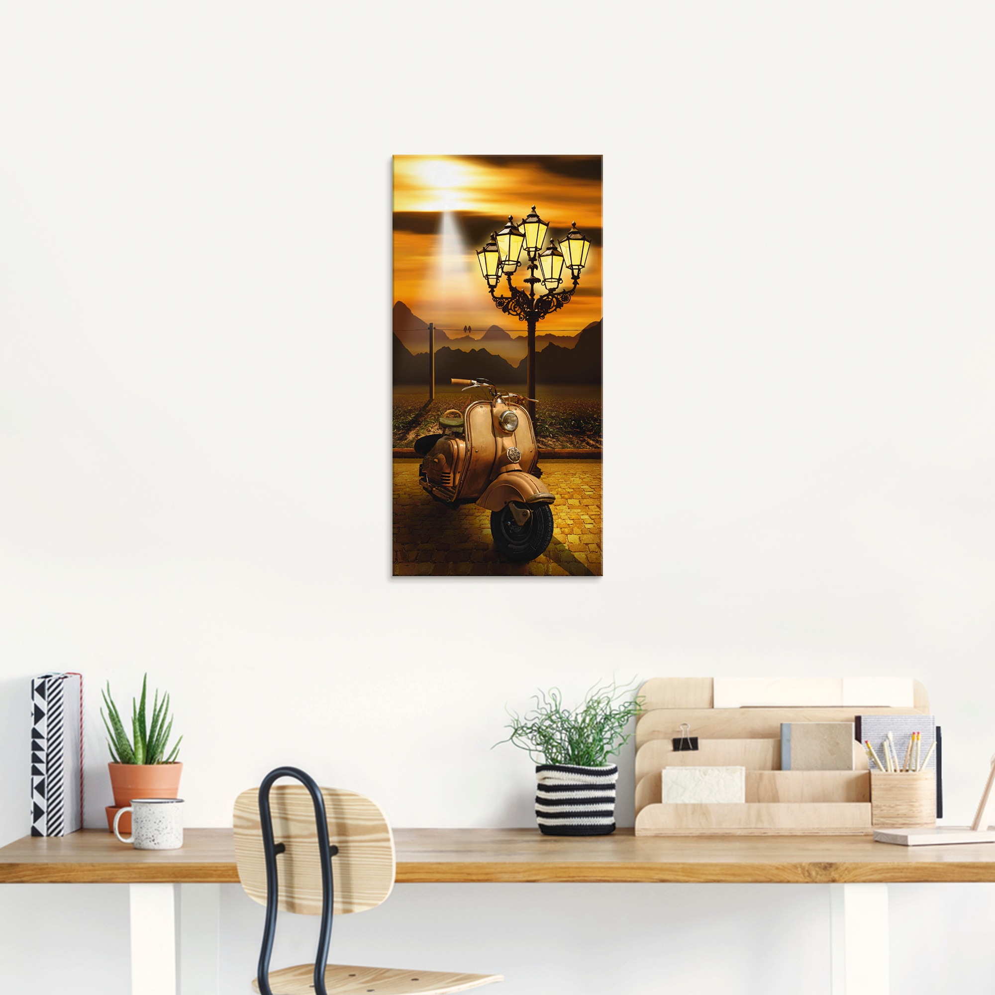 Thumbnail - Artland Glasbild "Oldtimer Motorroller romantisch" Motorräder & Roller 1 Stk. tlg. in verschiedenen Größen