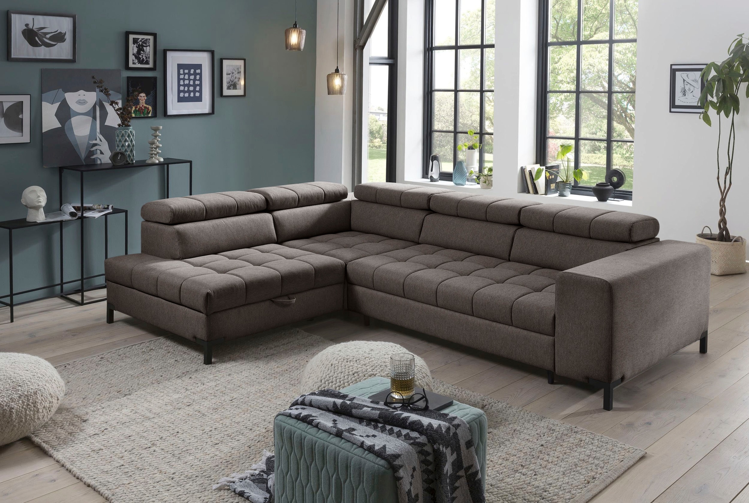 exxpo - sofa fashion Ecksofa "Bocco, hochwertige Verarbeitung, toller Sitzkomfort, bequem, L-Form" mit Bettfunktion & Bettkasten, Luxus-Microfaser +Simply Clean