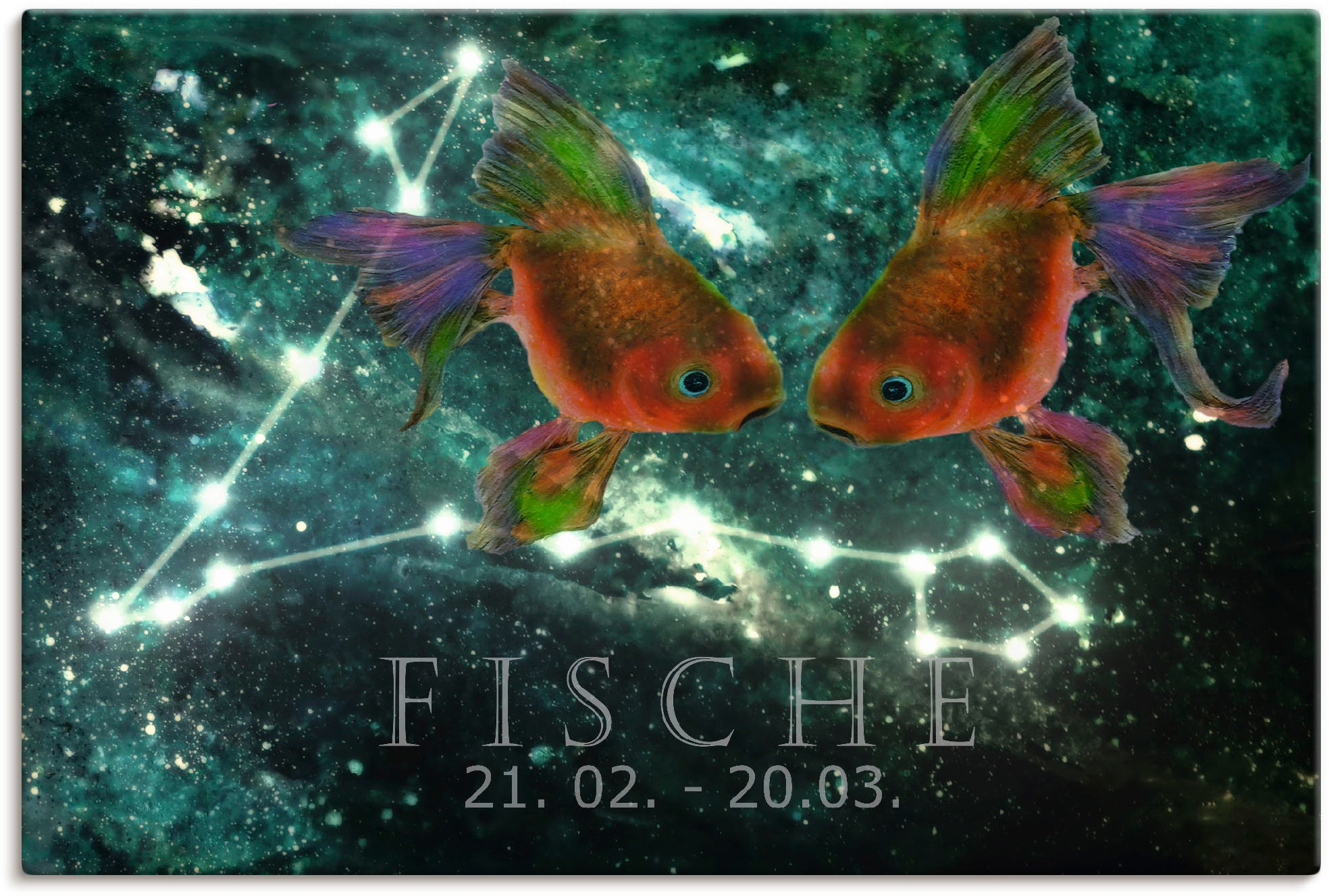 Artland Wandbild "Sternzeichen - Fische", Bilder von Sternzeichen, (1 St.), als Leinwandbild, Poster in verschied. Größe