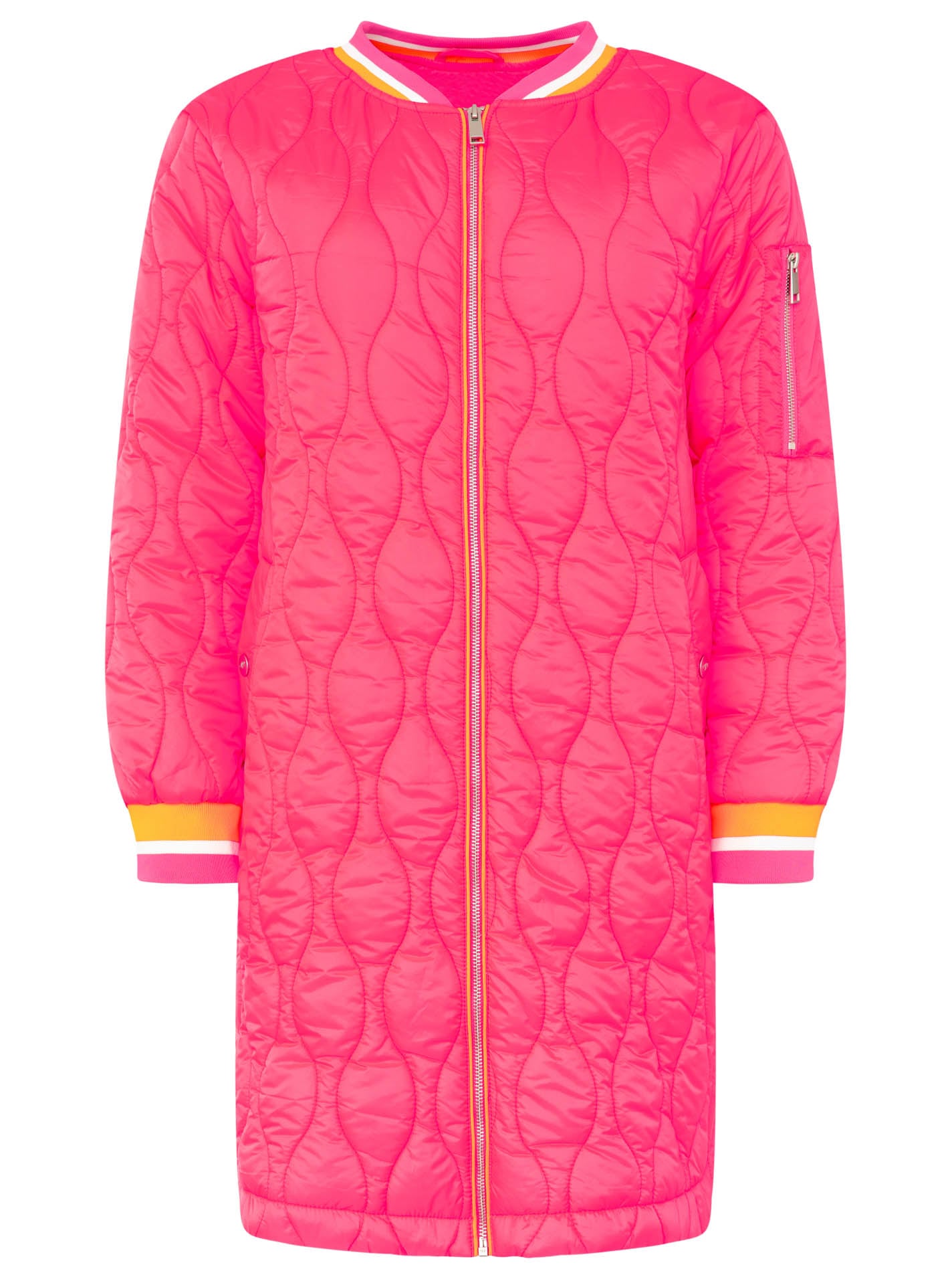 Zwillingsherz Kurzmantel "„Shine Hope Smile“" farbig gestreifte Bündchen, Herzfutter, Reißverschluss, Taschen