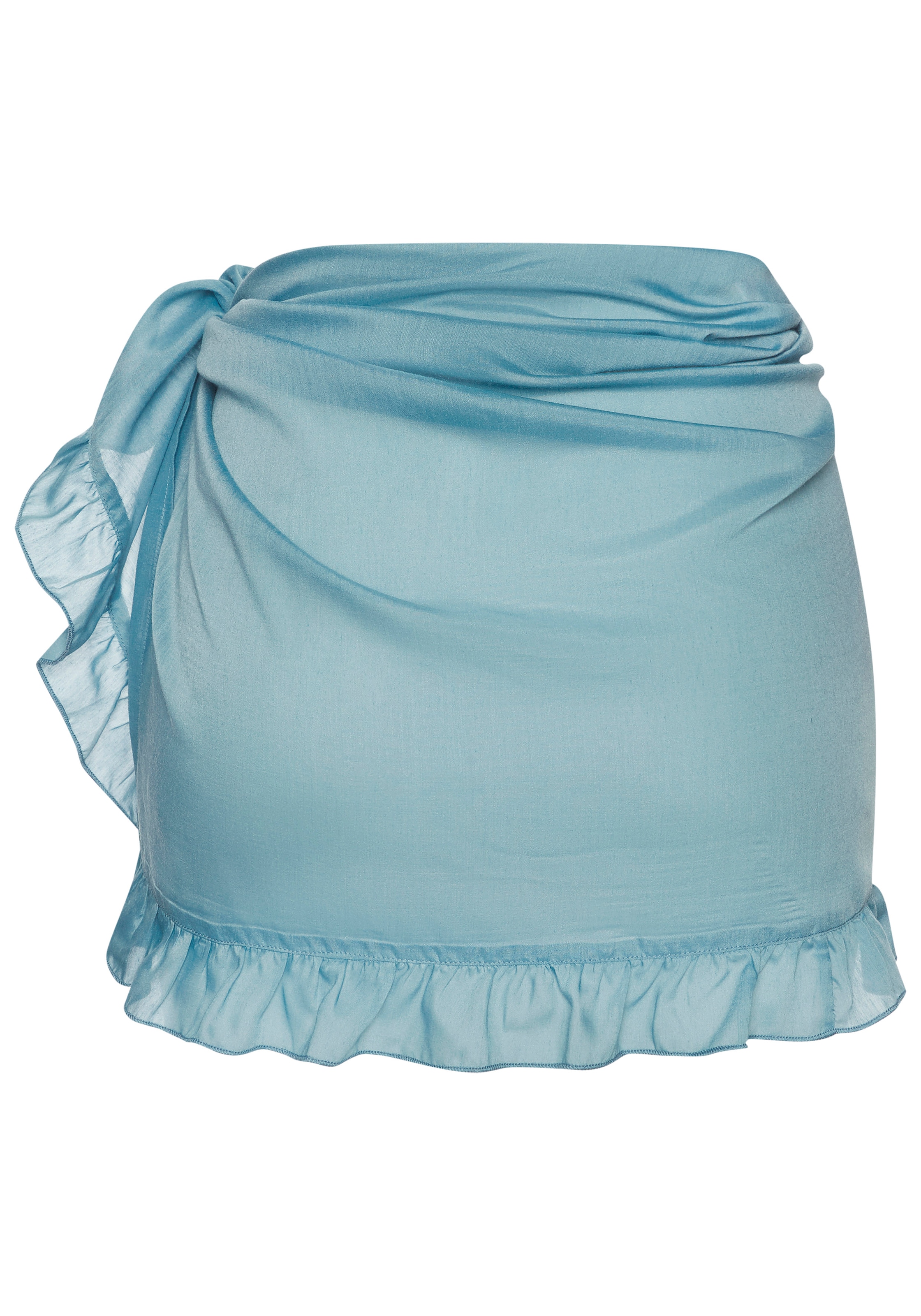 LASCANA Strandrock »mit Rüschenkante, leicht transparente Chiffonware« Pareo, kurzer Wickelrock, Beach Cover-up