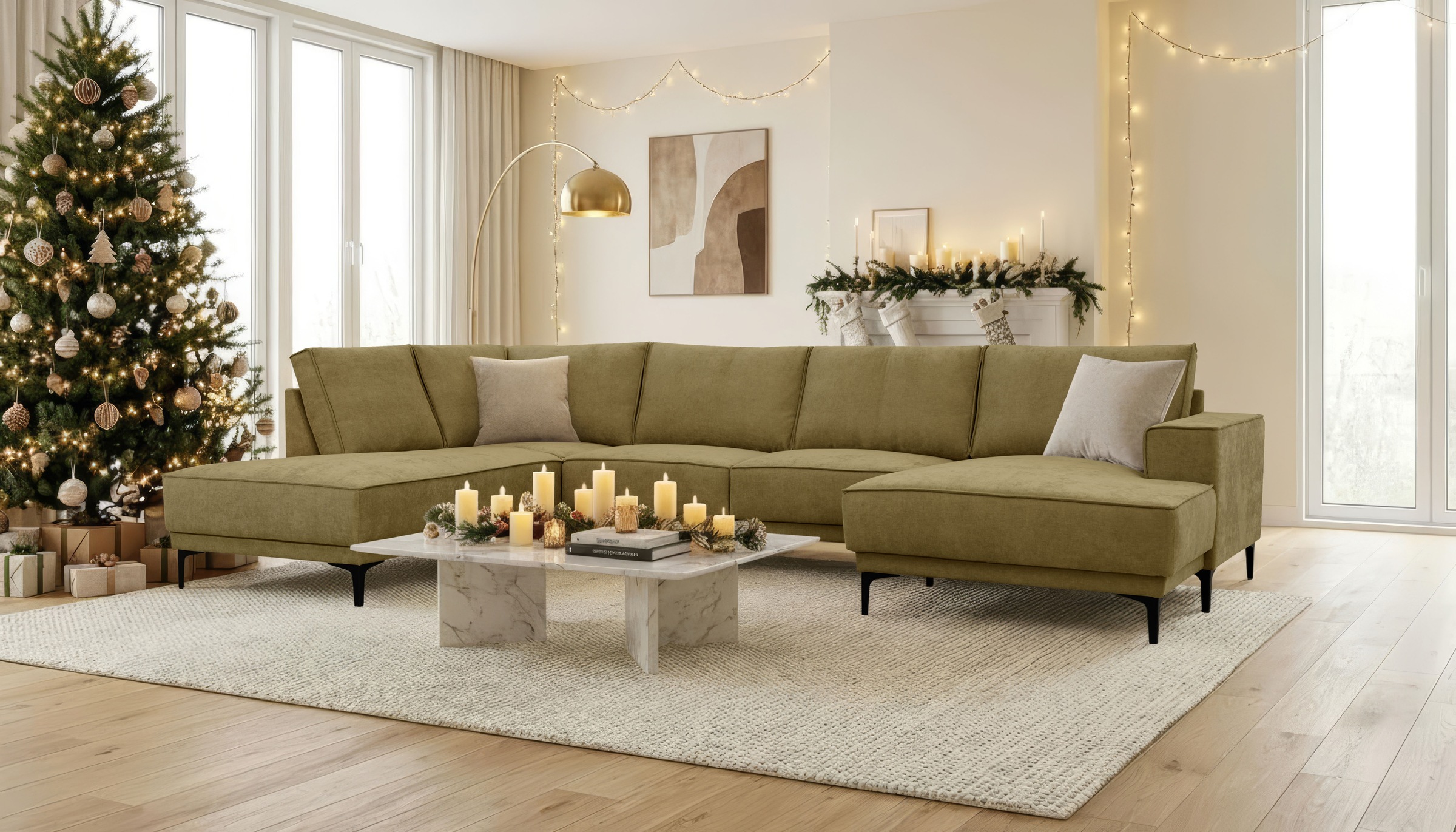OTTO home Wohnlandschaft "XXL Sofa Oland, Struktur, Flachgewebe, Luxus-Micr günstig online kaufen