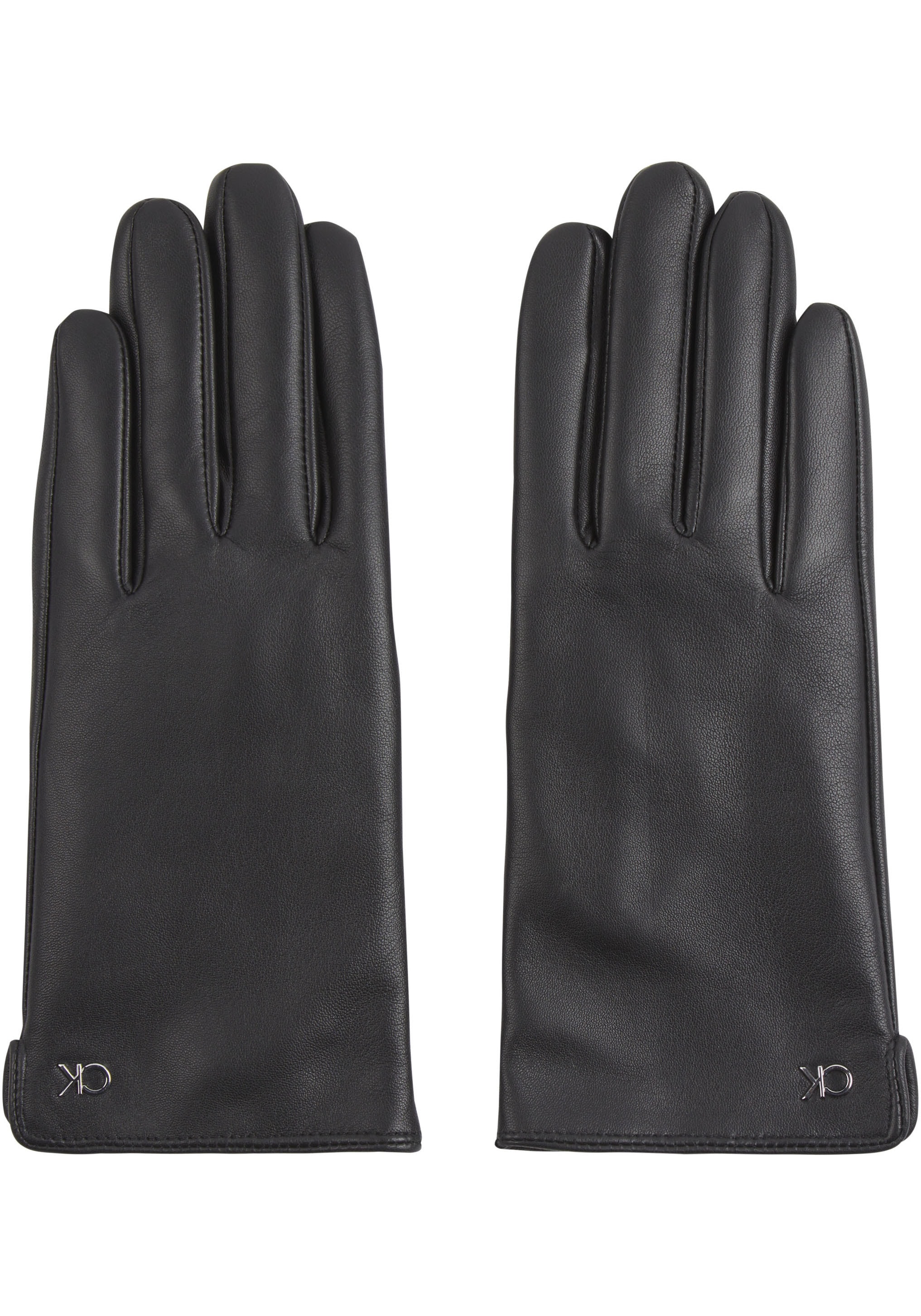 Calvin Klein Lederhandschuhe »CK METAL LEATHER GLOVES«, mit Logozeichen