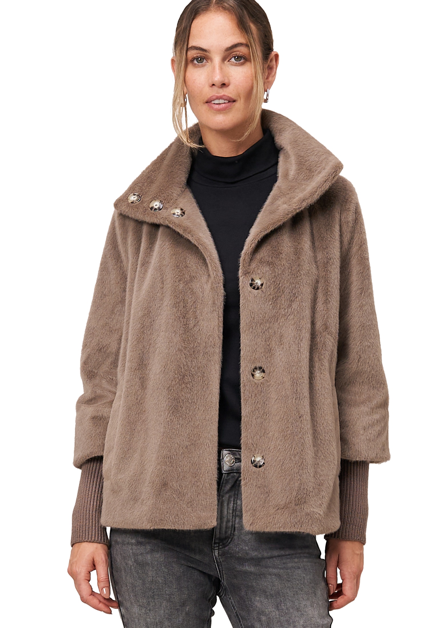 Zero Fellimitatjacke "Damen Fellimitat-Jacke mit Stehkragen" günstig online kaufen