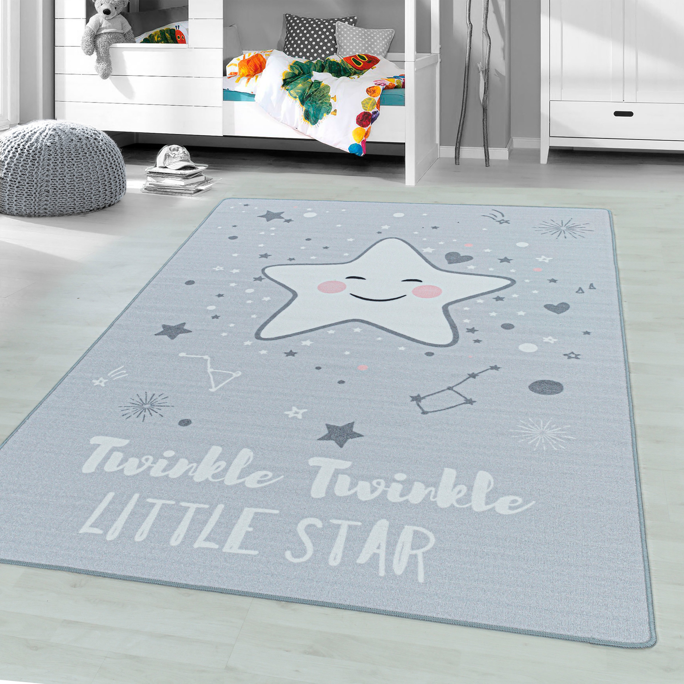 Ayyildiz Teppiche Kinderteppich »PLAY 2901«, rechteckig, 6 mm Höhe, robuster Kurflor, Stern Motiv, Kinderzimmer