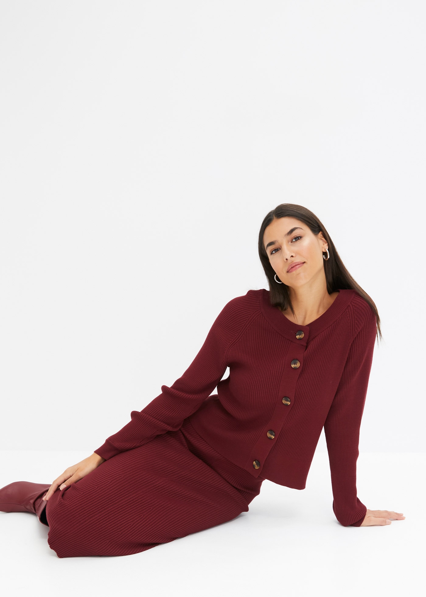 bonprix Strickjacke , Ripp-Strickjacke in Viskose-Mix
