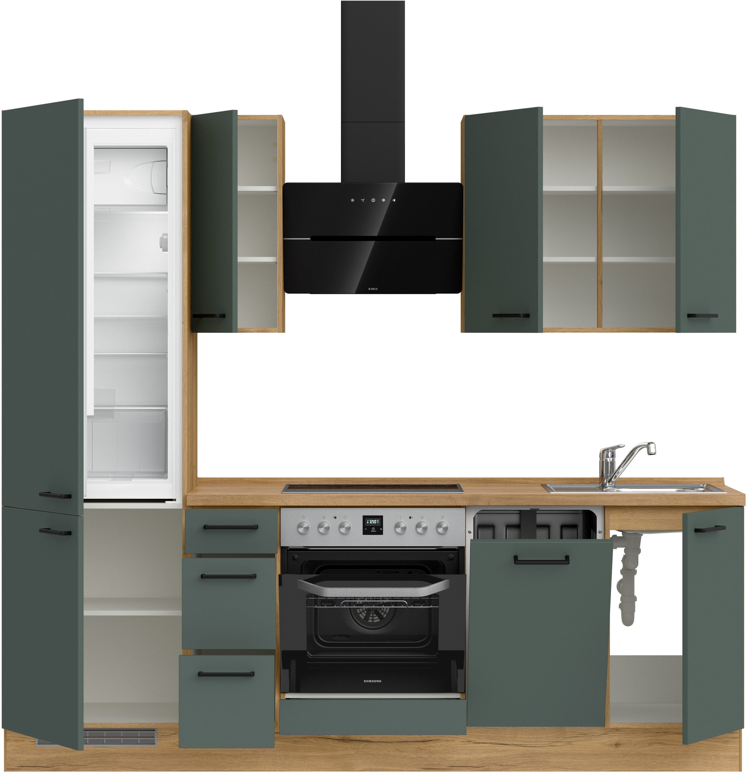 nobilia® Küchenzeile »"Easytouch II"«, vormontiert, Ausrichtung wählbar, Breite 240 cm, wahlw. mit E-Geräten