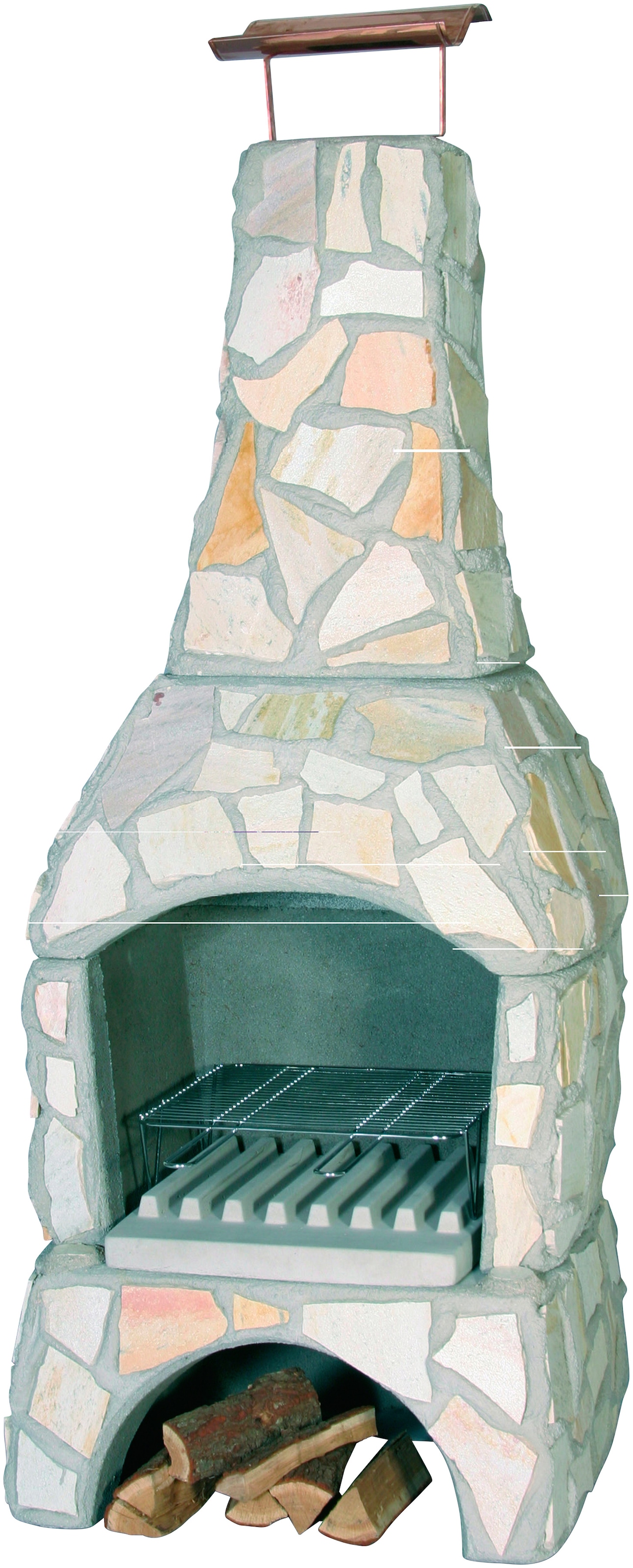 WELLFIRE Grillkamin "Landau", BxTxH: 80x77x202 cm