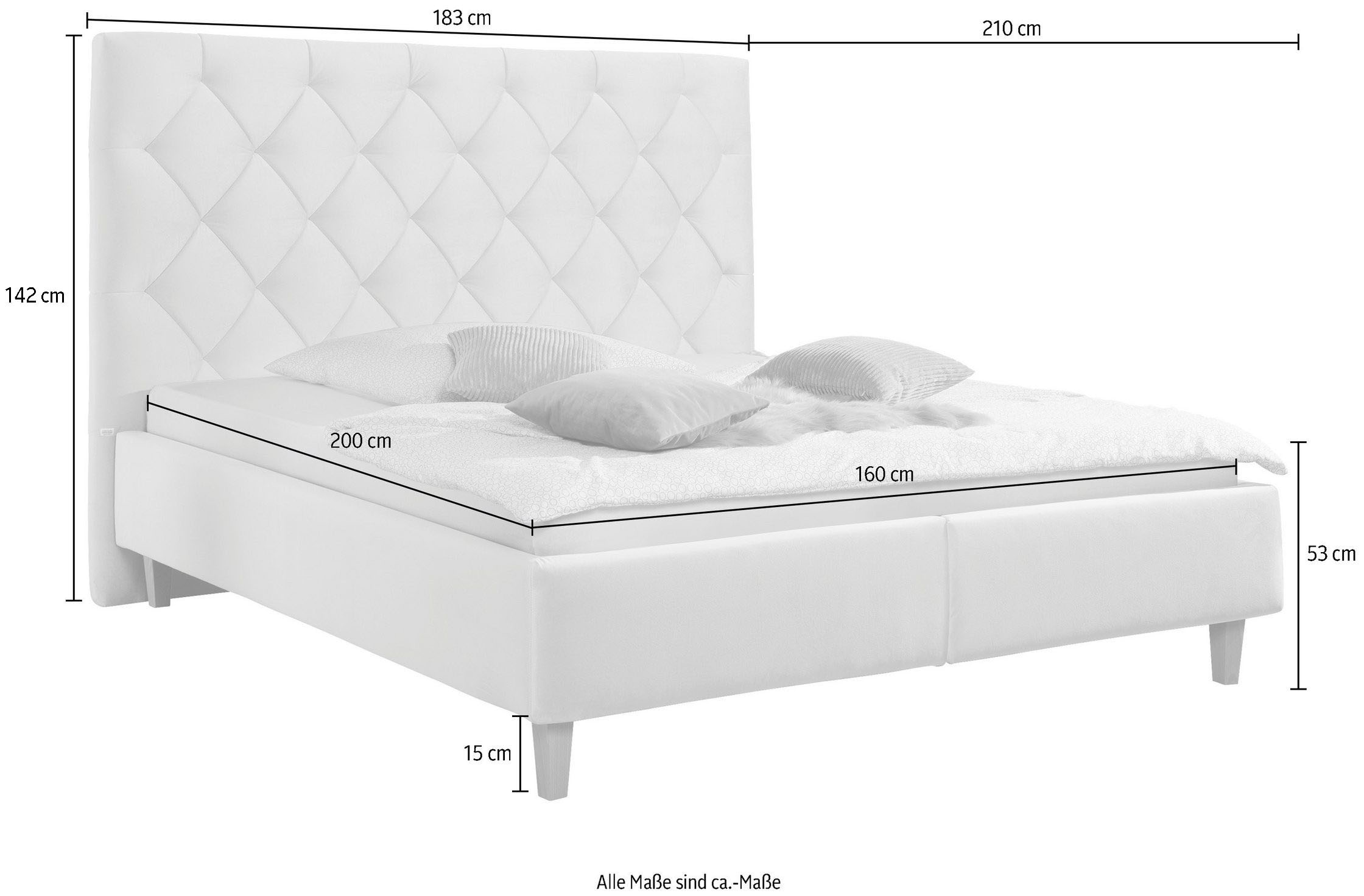 Guido Maria Kretschmer Home&Living Polsterbett »Sunley 140«, Kreuzsteppung, Kopfteilhöhe 142 cm, ohne oder mit Matratze/Lattenrost