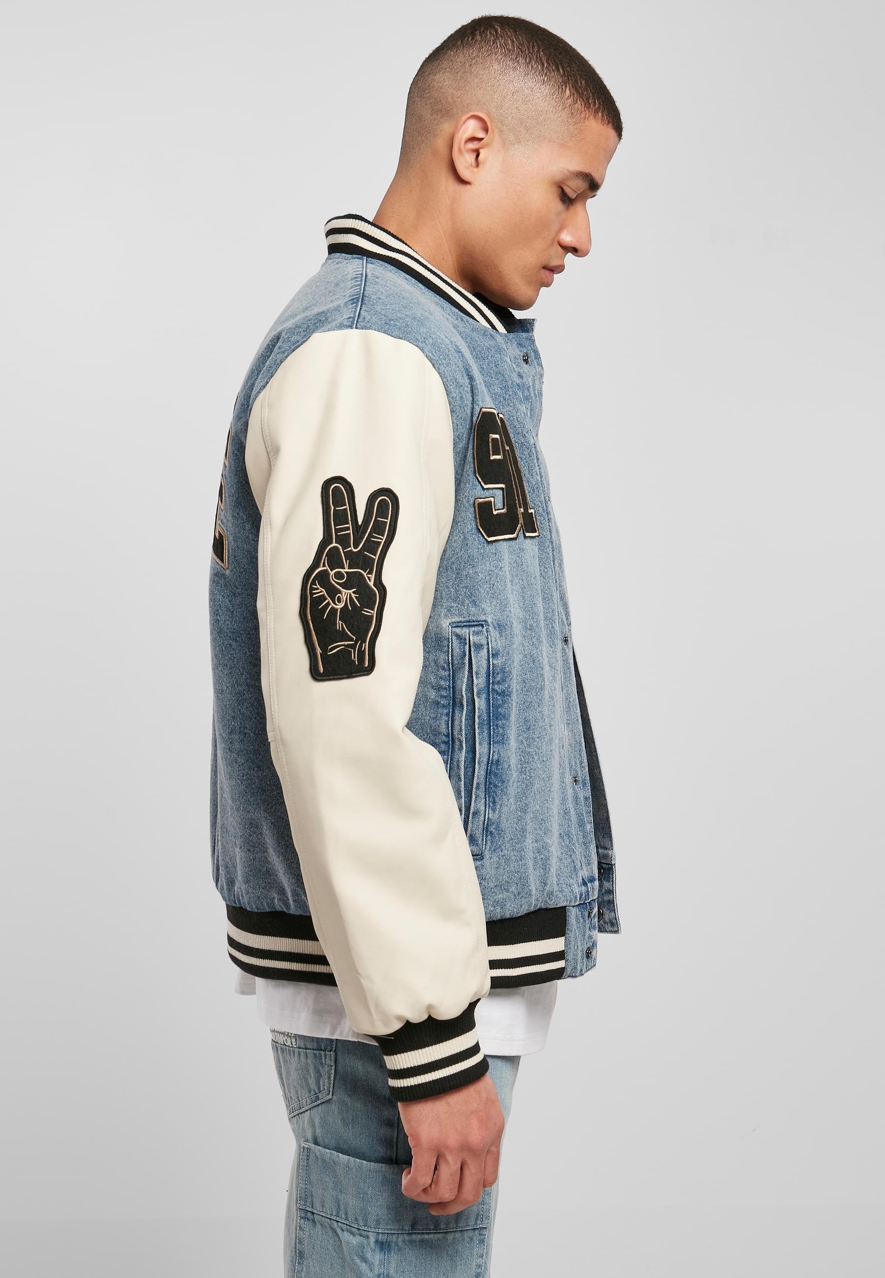 Southpole Collegejacke »Southpole Herren Southpole Denim College Jacket«, (1 St.), ohne Kapuze