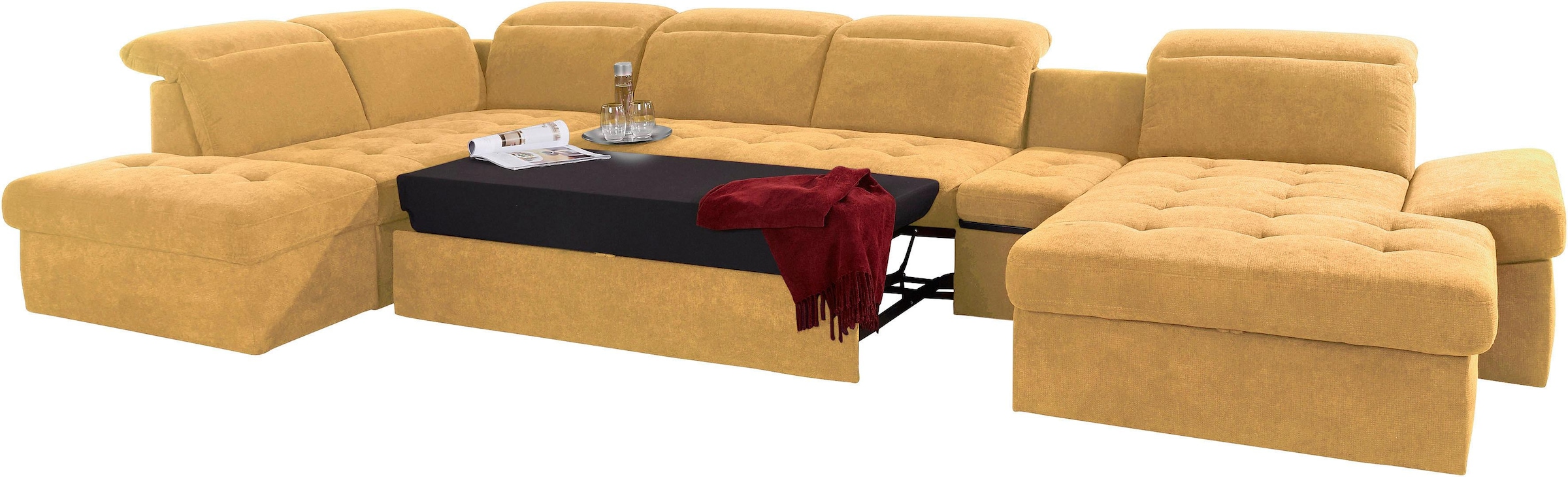 sit&more Wohnlandschaft »Stardust U-Form«, inklusive Kopfteilverstellung, Armlehnenfunktion und Tischelement