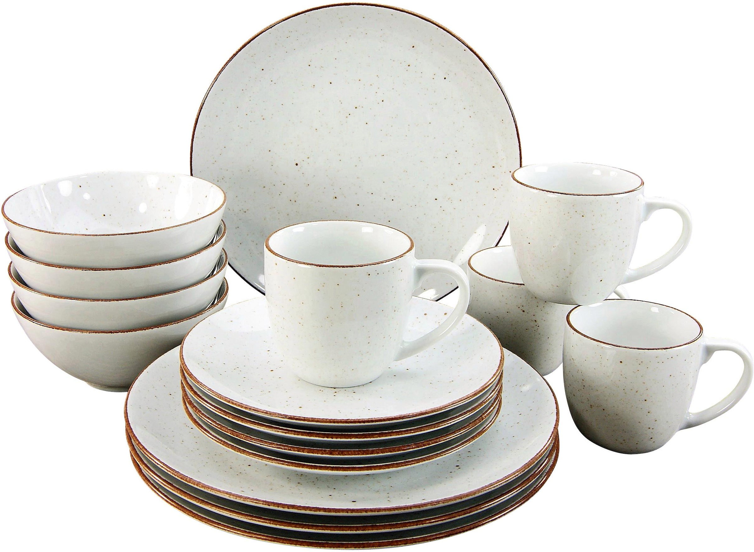 CreaTable Kombiservice »Geschirr-Set VINTAGE NATURE«, (Set, 16 tlg., Kaffeeservice und Tafelservice im Set, für 4 Personen), Service, 16 Teile, für 4 Personen