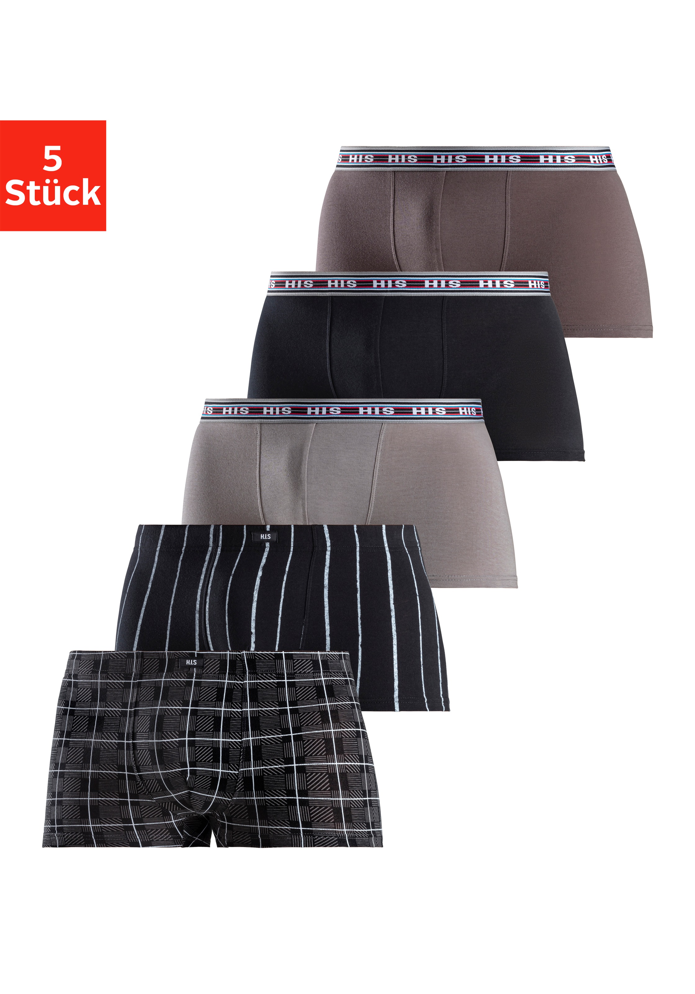 H.I.S Boxer "Boxershorts für Herren" Packung, 5 Stk. aus Baumwoll-Stretch