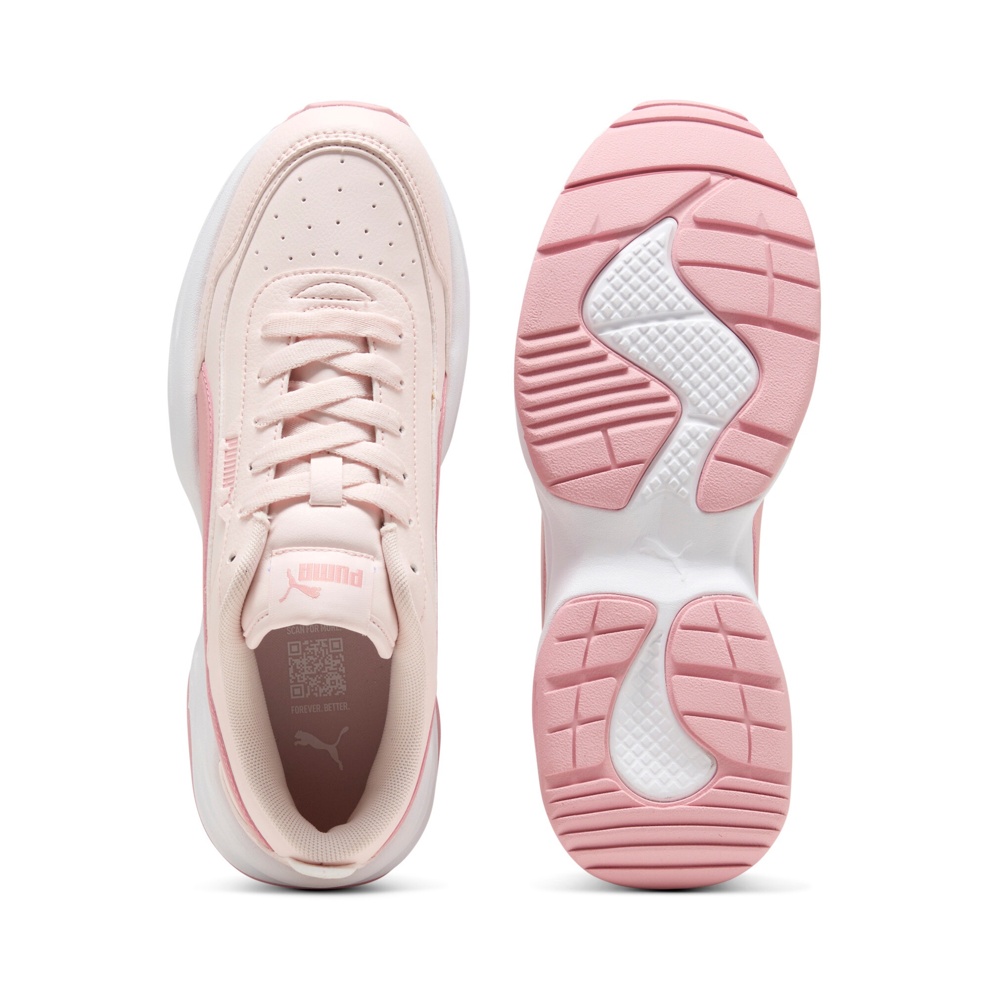 Sneaker PUMA "CILIA MODE", Damen, Gr. 38,5, jasmine flower, rosy outlook, puma weiß, Synthetik, mehrfarbig, Schuhe Sneaker, mit Schnürung, mit IMEVA-Dämpfungstechnologie 3