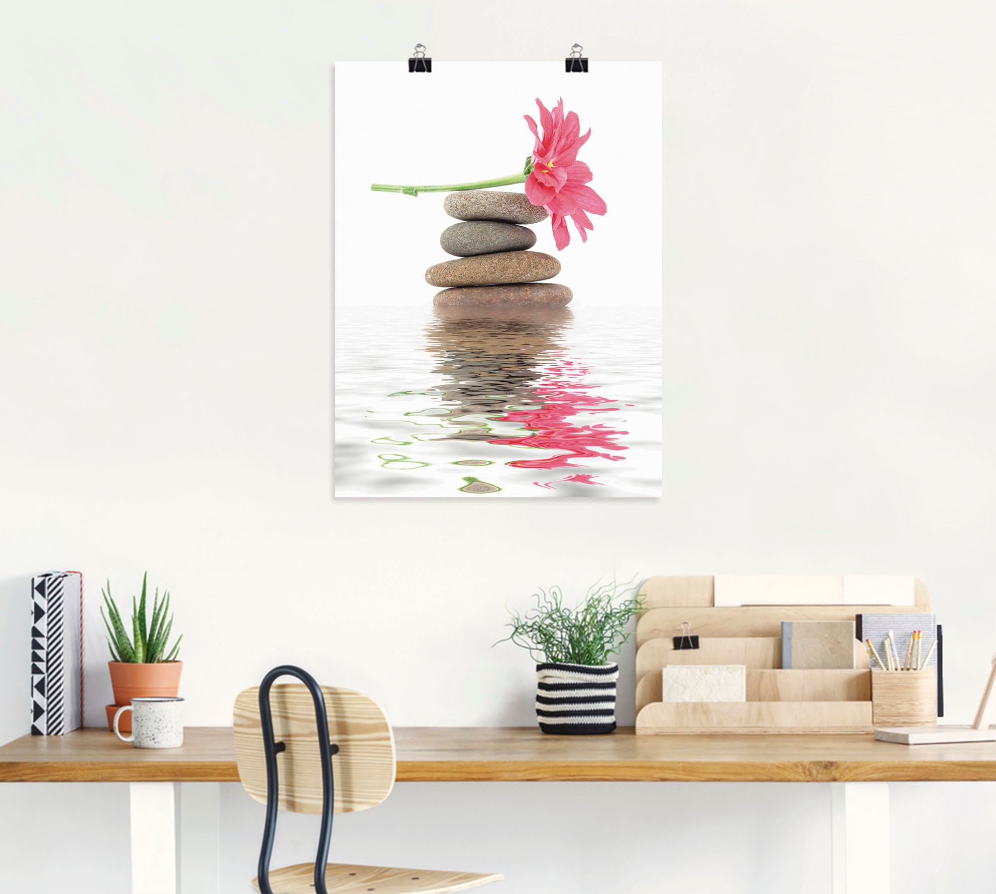 Artland Wandbild »Zen Spa Steine mit Blumen I«, Zen, (1 St.), als Leinwandbild, Poster in verschied. Größen