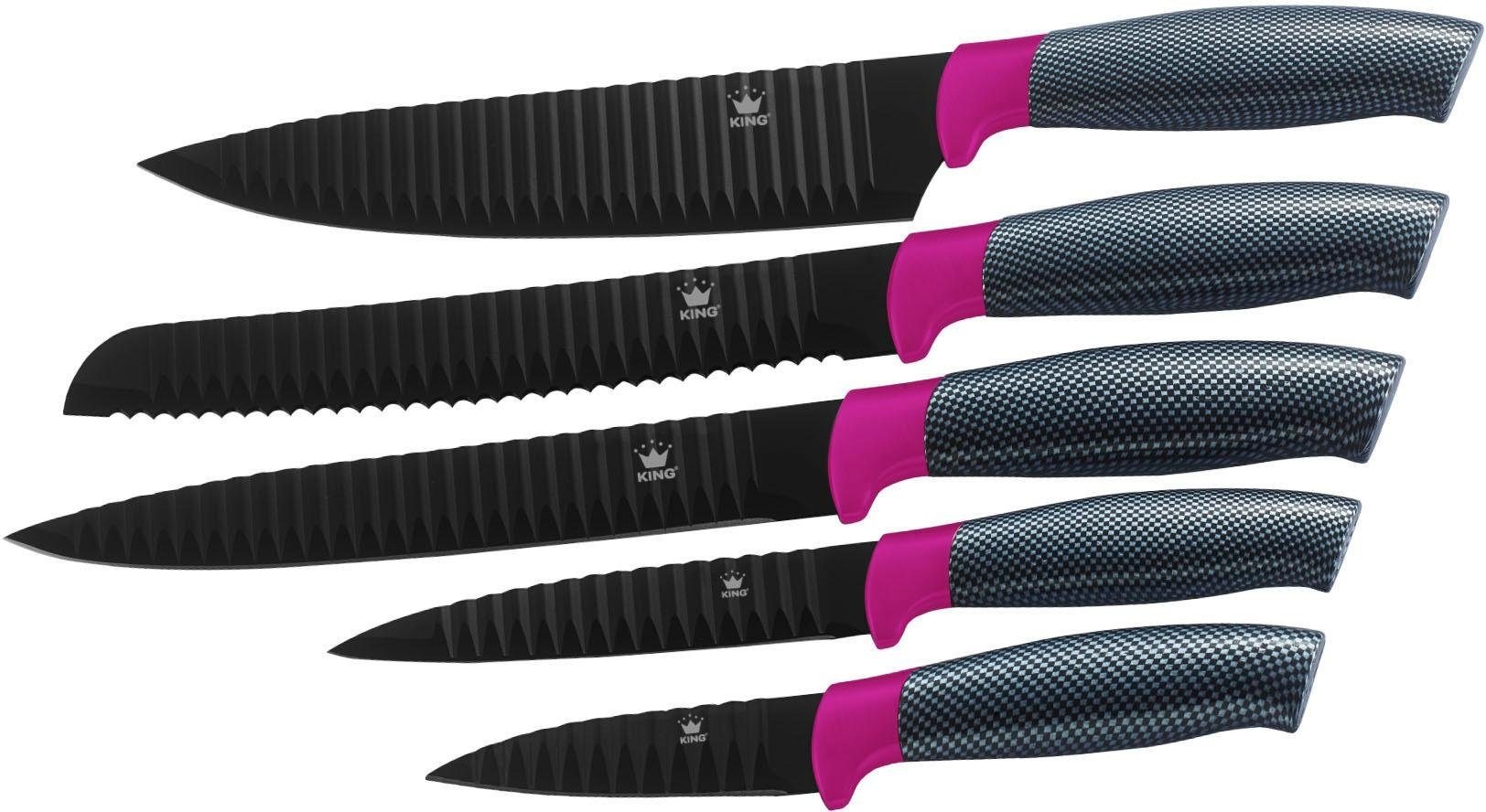 KING Messerblock »Carbon Optic« 6 Stk. Wellenschliff