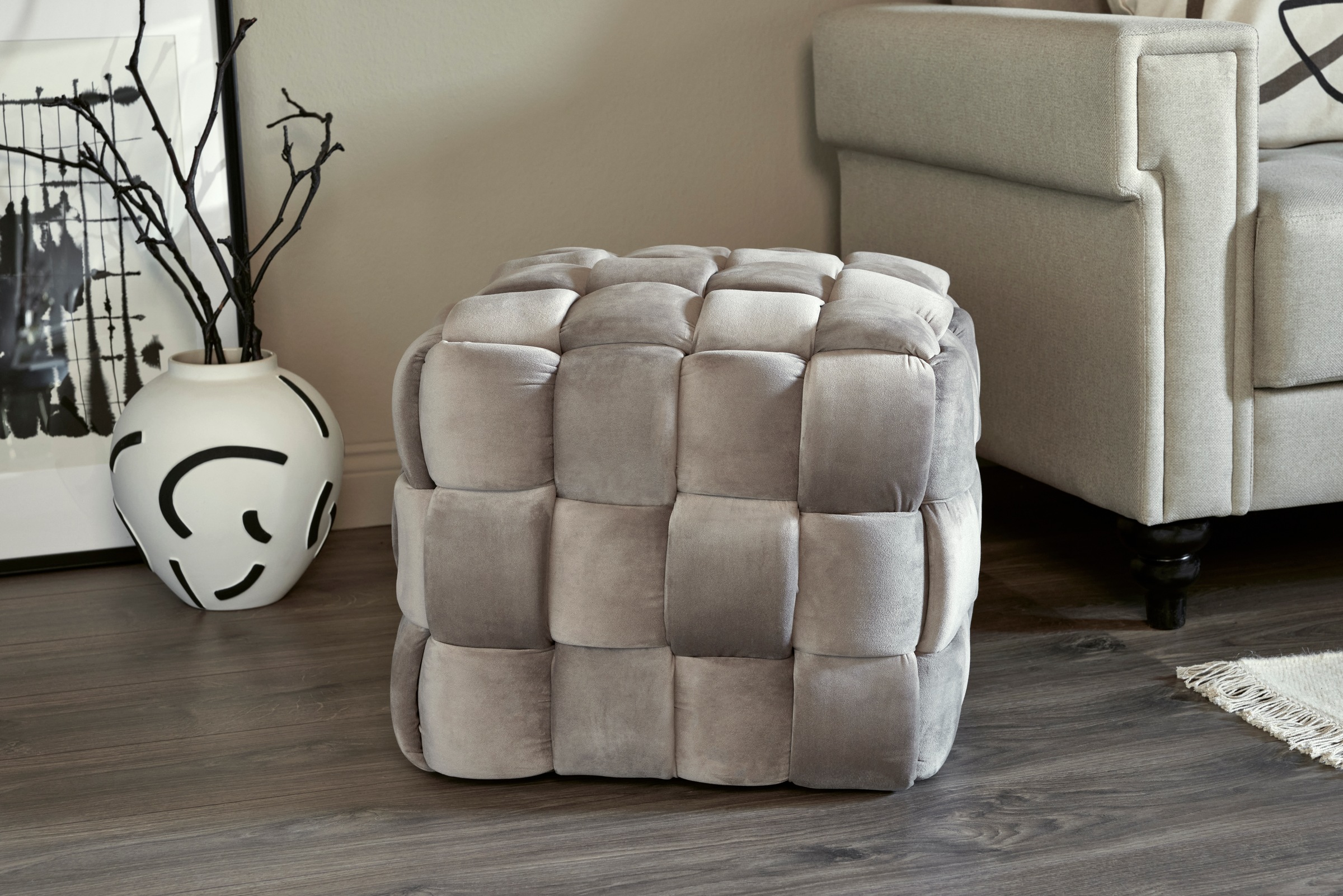 Jahnke "WEB ART S" Hocker, Couchtisch, Beistelltisch gepolstert in edler Fl günstig online kaufen