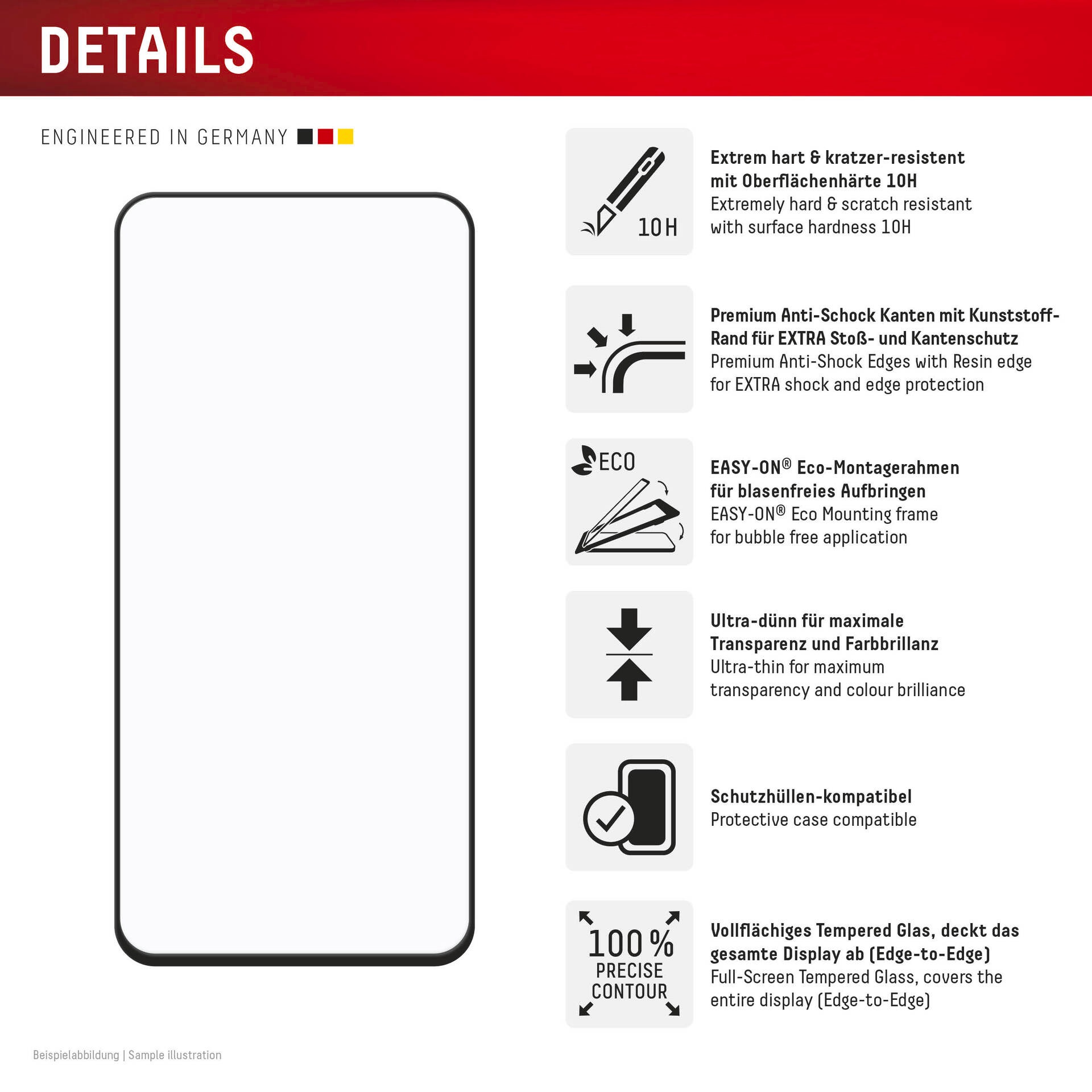 Displex Displayschutzglas »Real Glass Full Cover«, Displayschutzfolie, Schutzfolie, Bildschirmschutz, kratz- & stoßfest
