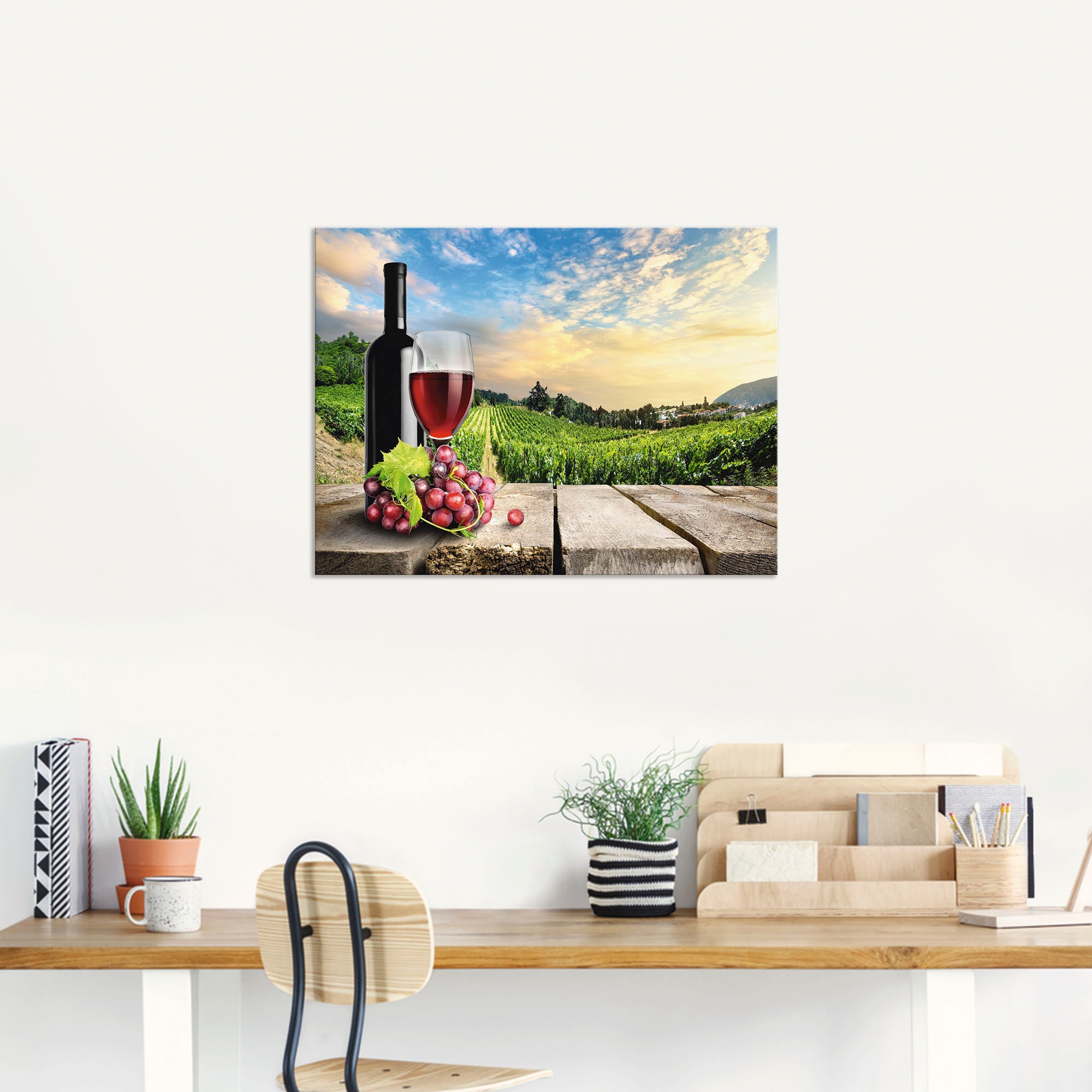 Artland Wandbild »Wein vor Weinbergen«, Berge, (1 St.), als Alubild, Outdoorbild, Poster, Wandaufkleber in verschied. Größen