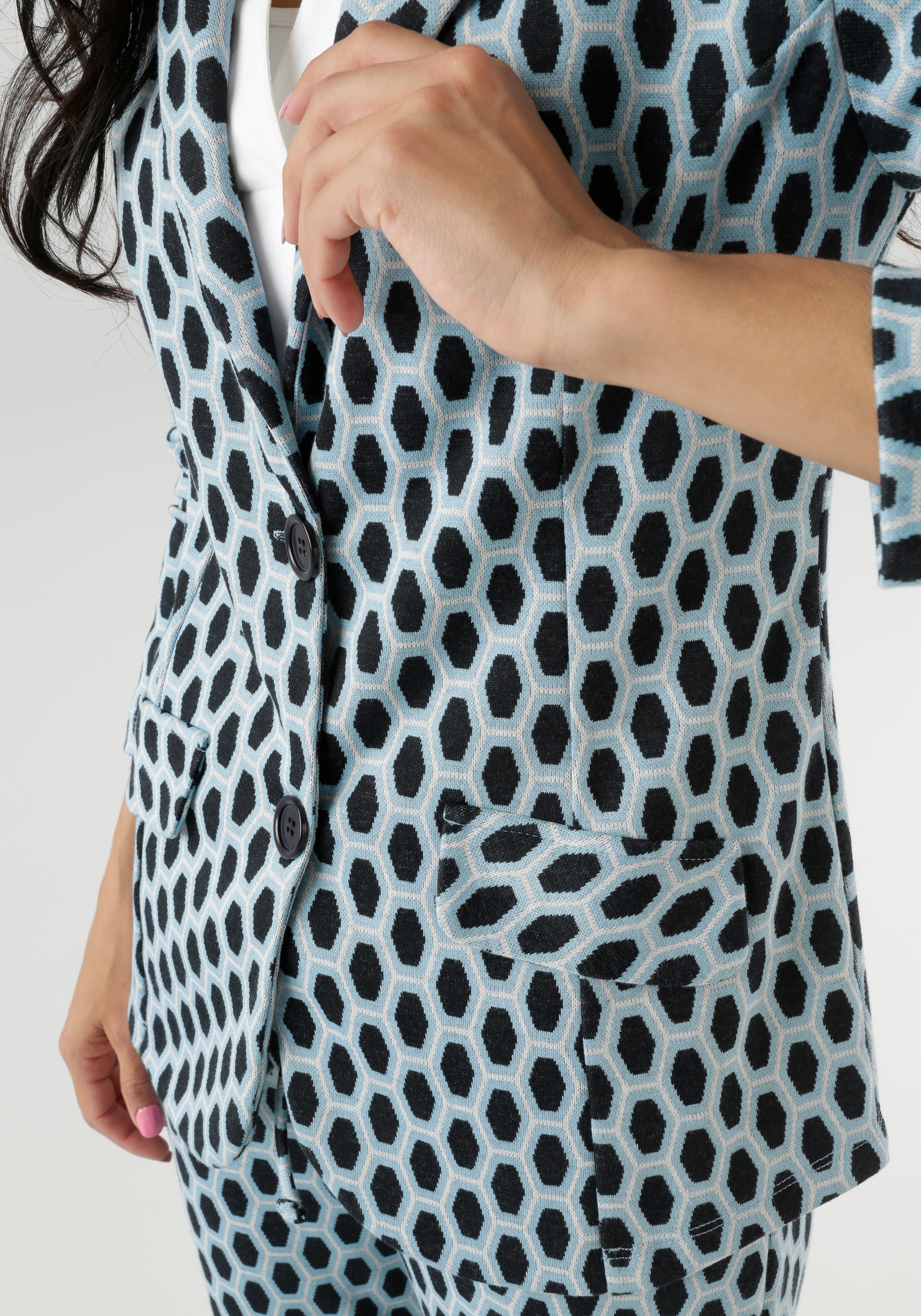 Thumbnail - Aniston SELECTED Jerseyblazer mit Allover-Muster in geometrischer Wabenoptik