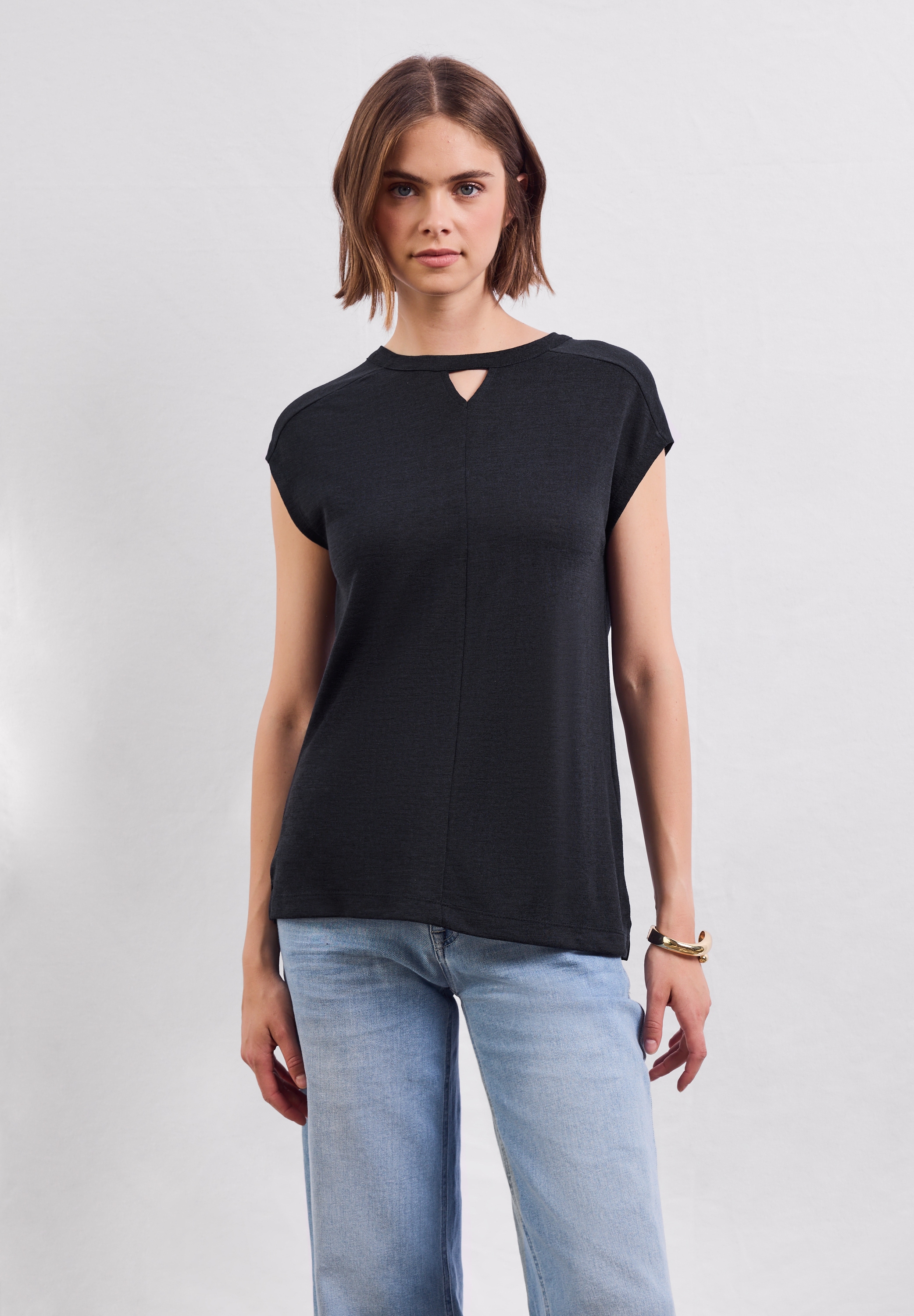 STREET ONE STUDIO T-Shirt, aus elastischem Materialmix günstig online kaufen