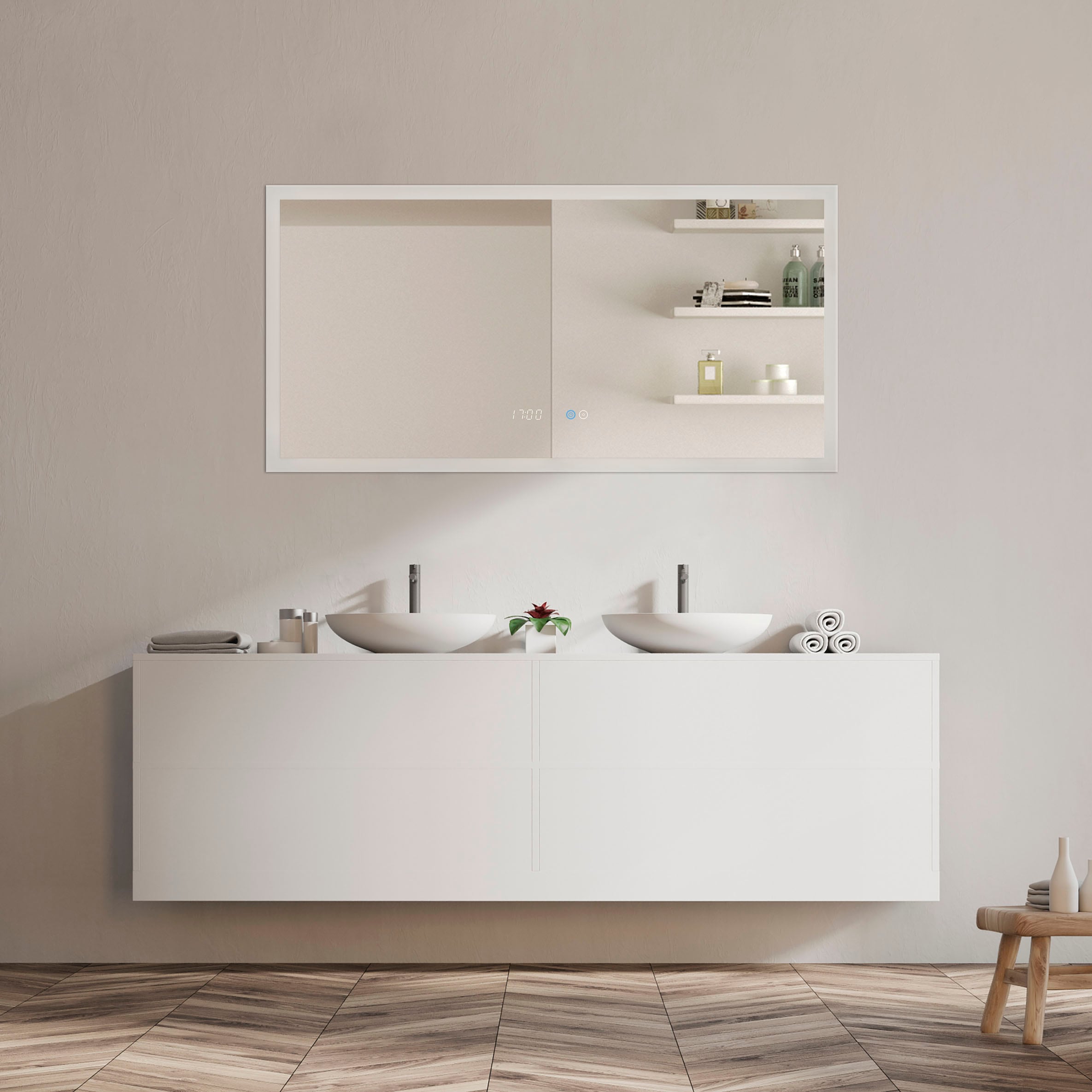 Paco Home Wandleuchte »BECKY« Neutralweiß LED Spiegel mit Beleuchtung Spiegellampe Touchschalter Lampe für Bad