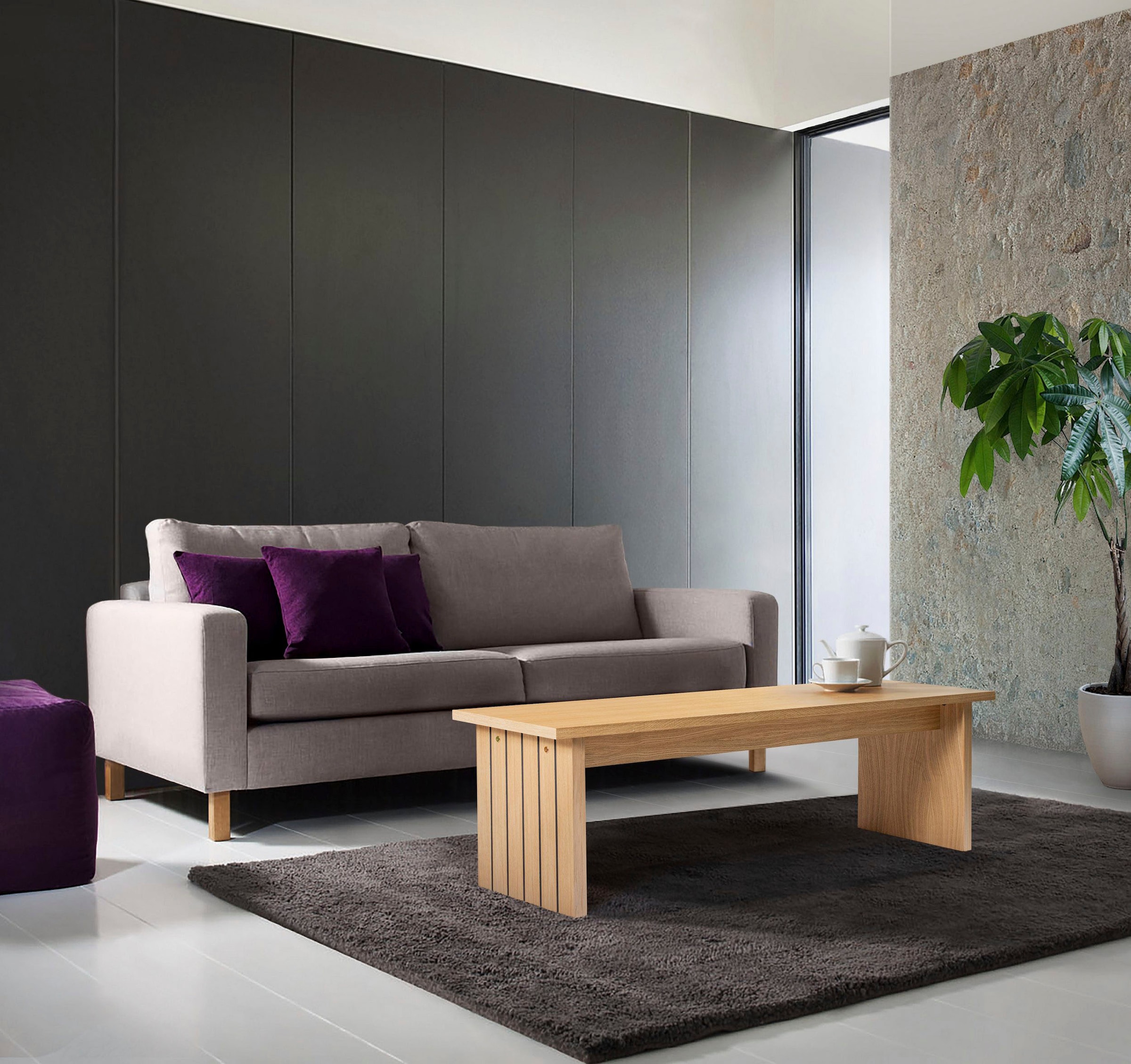 Woodman Couchtisch "Stripe", Holzfurnier aus Eiche günstig online kaufen