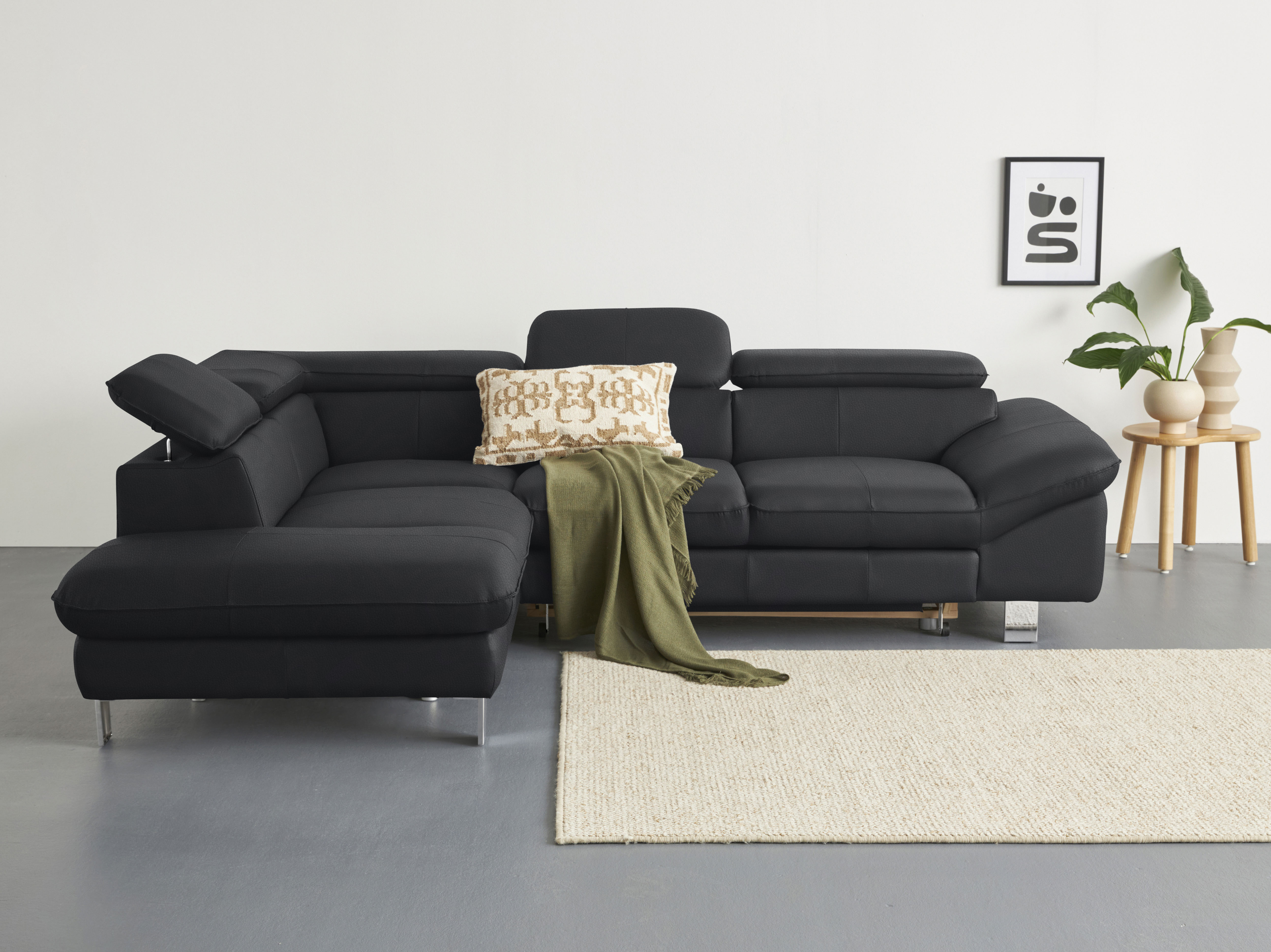 COTTA Ecksofa "Driver L-Form, B: 265cm, moderne Couch, Wellenunterfederung, inkl. 3 x" Kopfteilverstellung, optional Schlaffunktion & Bettkasten