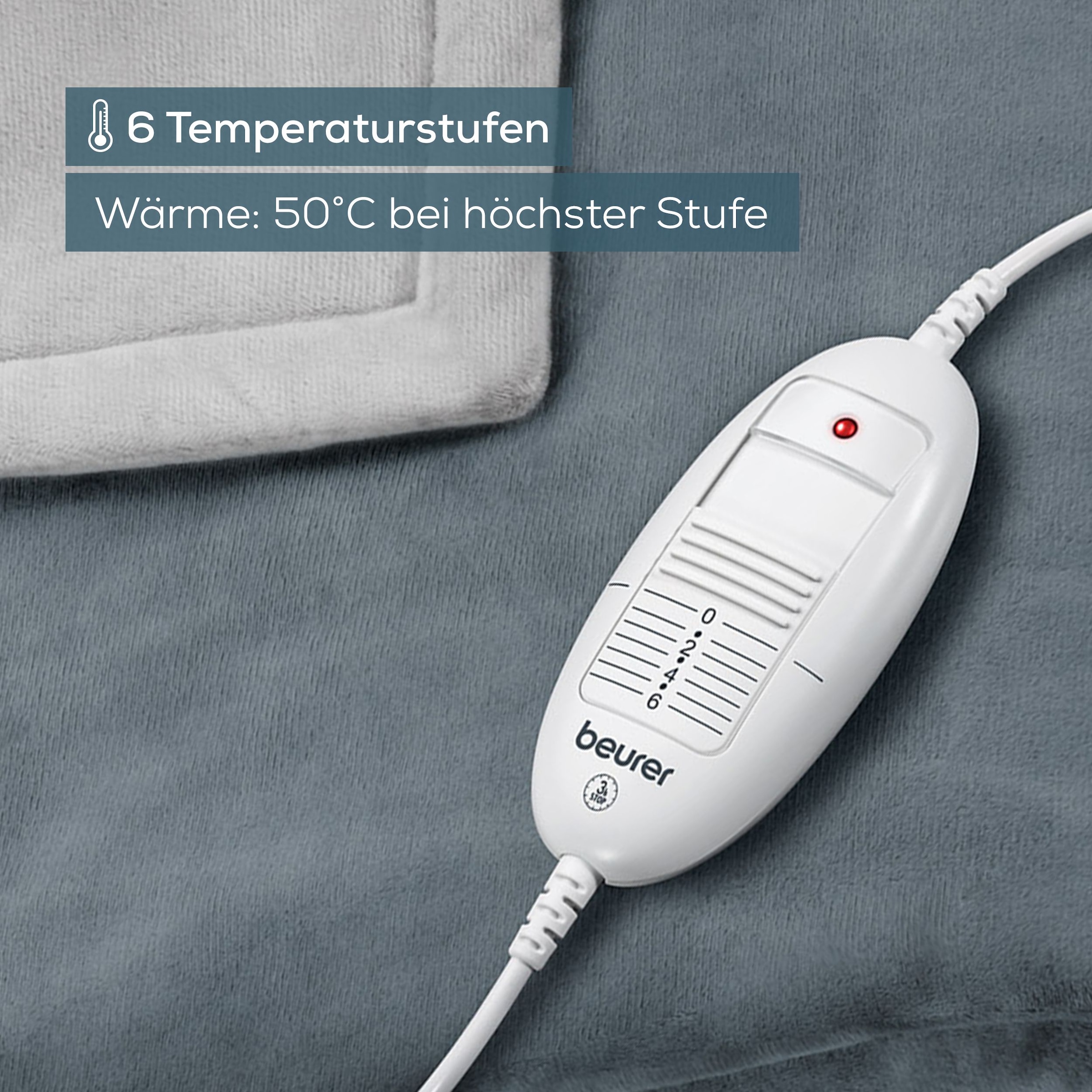 BEURER Heizdecke »HD 75 Cosy Dark-Grey, elektrische Wärmedecke zum Einkuscheln«, Mit 6 Temperaturstufen, Abschaltautomatik, maschinenwaschbar