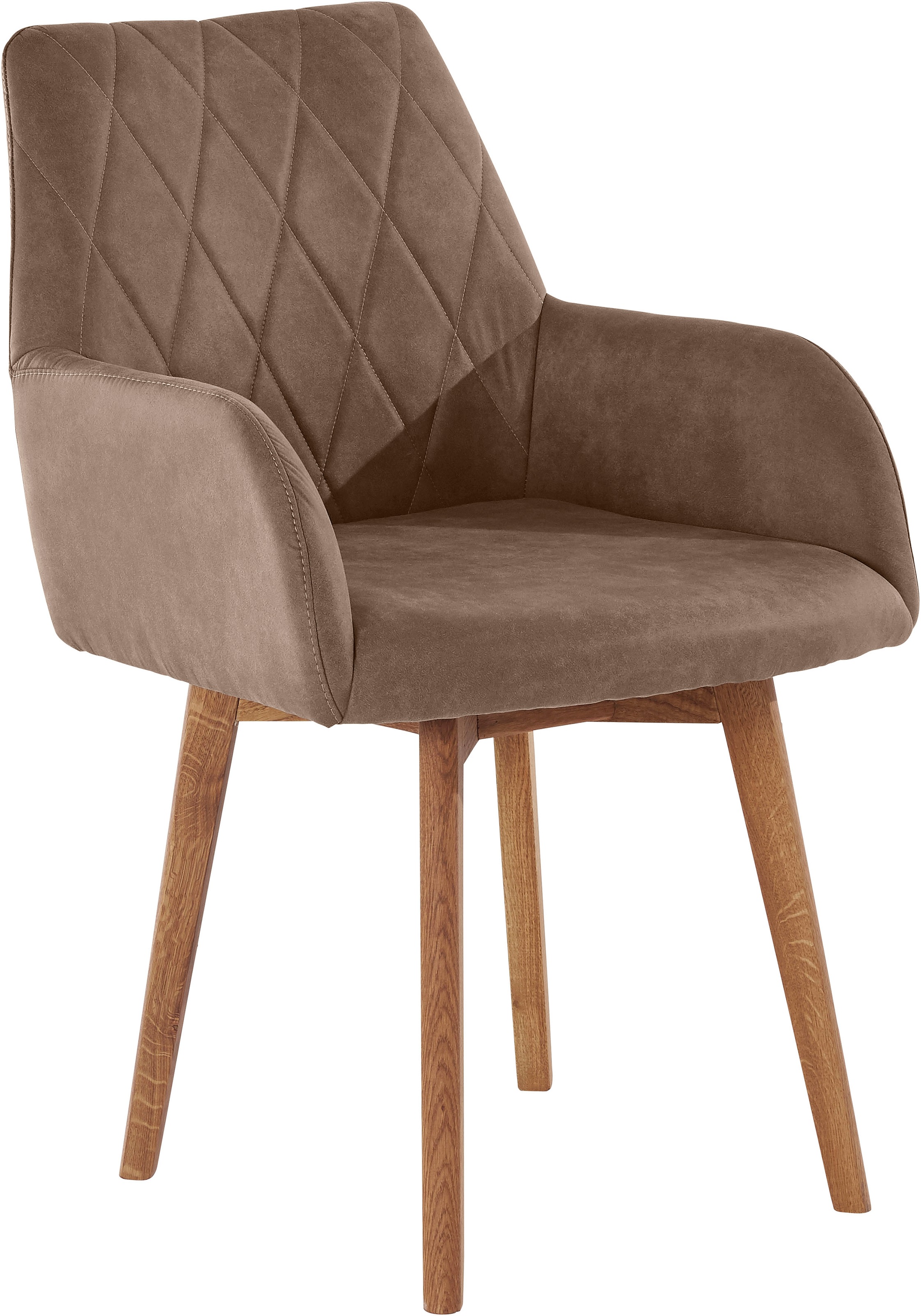 Esszimmerstuhl OTTO HOME "Brest", braun (taupe, eiche natur geölt), B:59,5cm H:88cm T:66cm, Polyester, Stühle, Esszimmerstuhl, Armlehnstuhl in Leder oder Microfaser, Gestell Eiche Massiv geölt 3