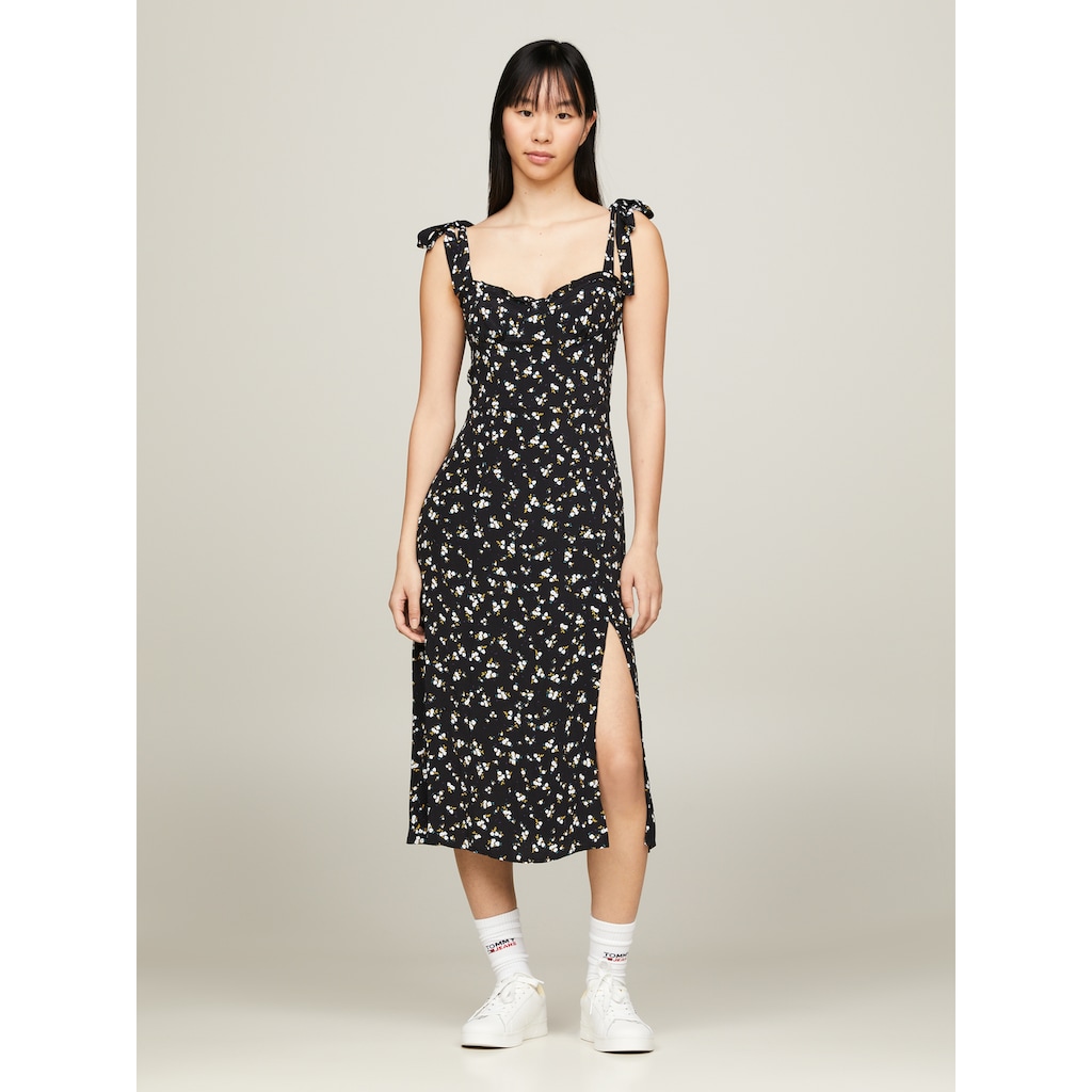 Tommy Jeans Blusenkleid »TJW MIDI FLORAL RUFFLE DRESS«, mit Tommy Jeans Flagge