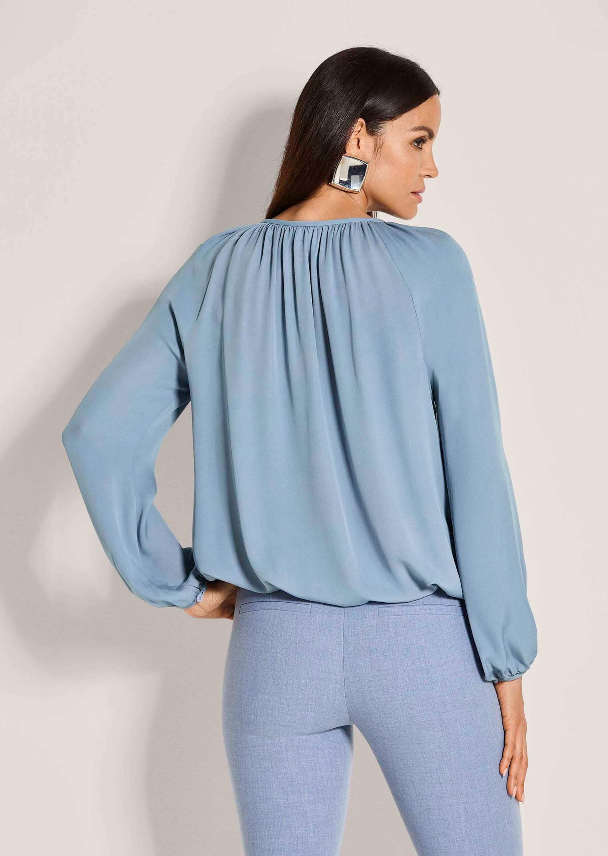 MADELEINE Langarmbluse »Blusenshirt Schlupfbluse mit edlen Raffungen« Bluse mit schmalen Einfassband