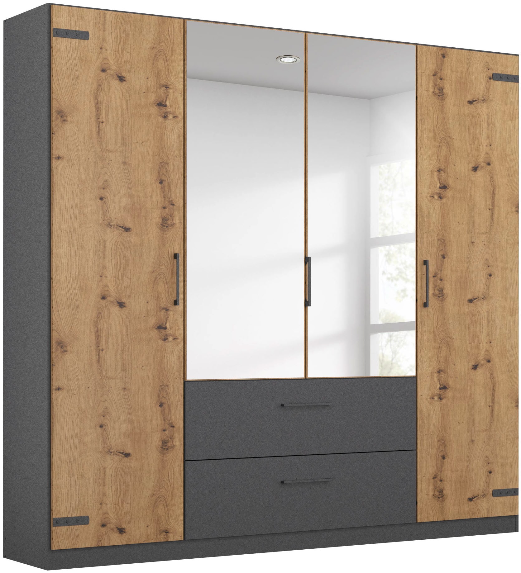 rauch Drehtürenschrank "Holmes" im Industrial Style, mit Schubkästen, mit o günstig online kaufen