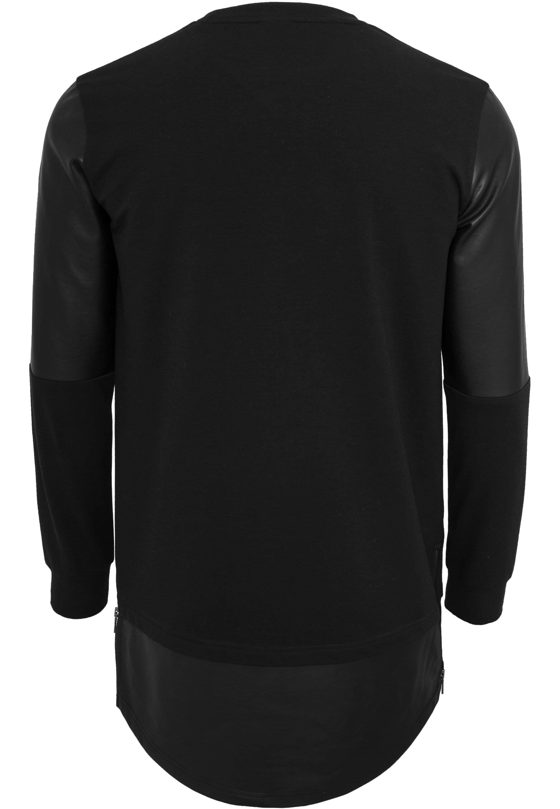 URBAN CLASSICS Rundhalspullover »Urban Classics Herren Long Zipped Synthetic Leather Crewneck«, (1 tlg.)