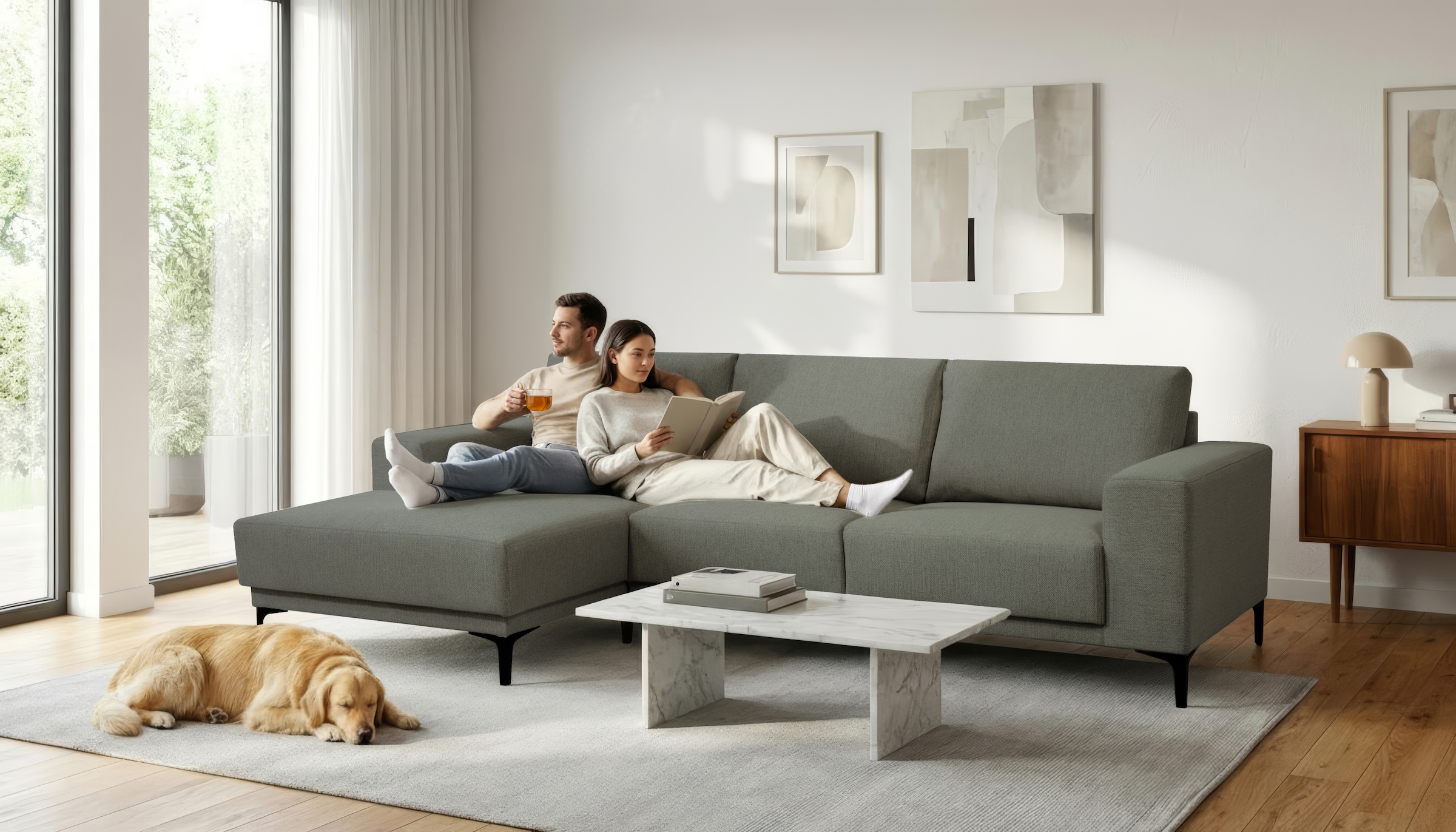 OTTO home Ecksofa "Xander, L-Form" Breite 280 cm, Soft-Touch Chenille, schwarze Metallfüße