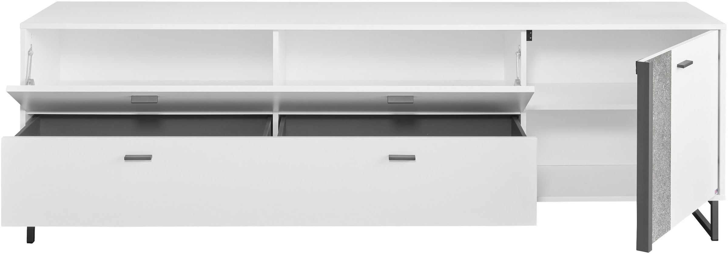 set one by Musterring TV-Schrank »Deltona«, inkl. LED-Beleuchtung, Metallkufe, Sandstein-Zierelement, B214 x H67cm