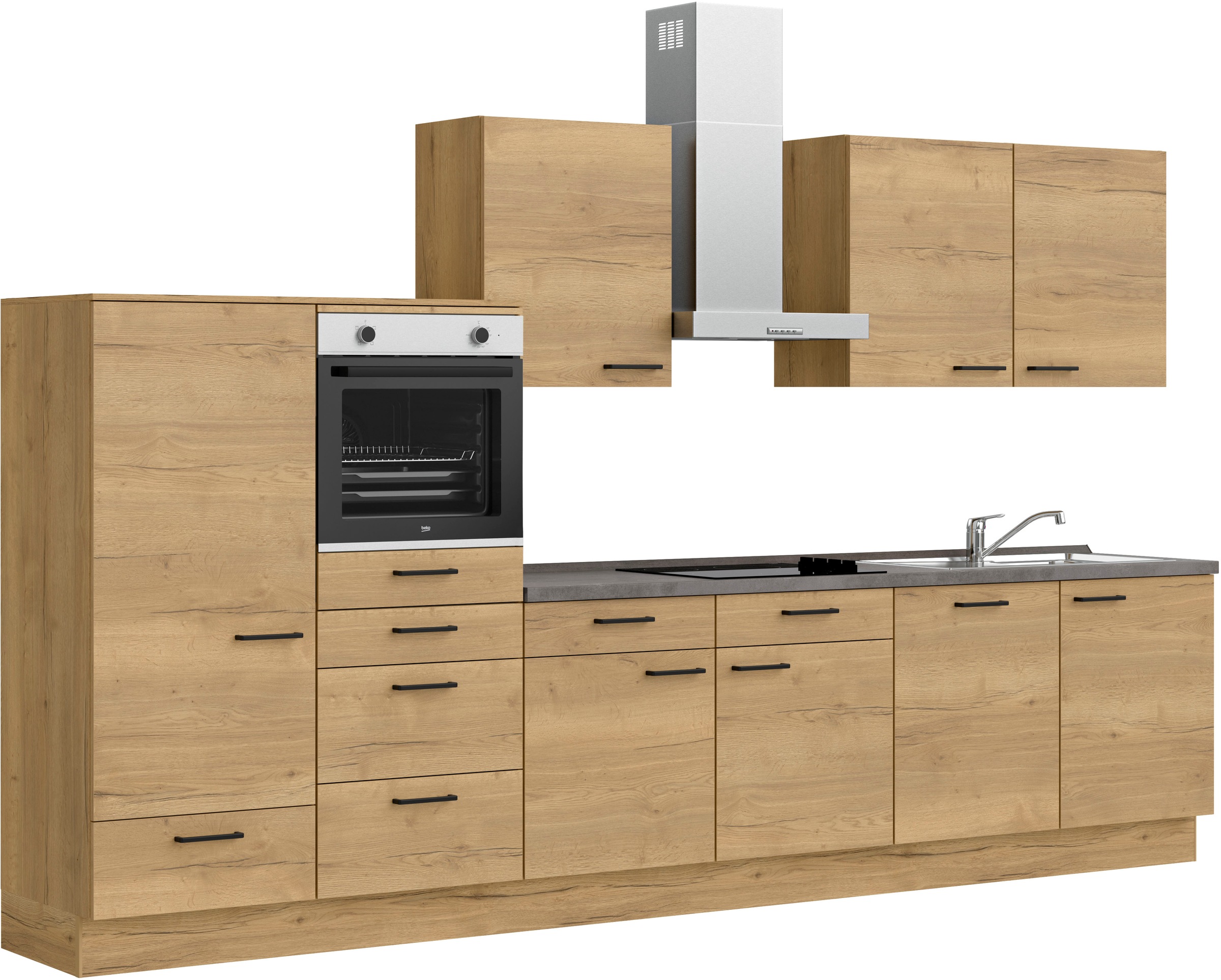 nobilia® Küchenzeile »"Structura I"«, vormontiert, Ausrichtung wählbar, Breite 360 cm, wahlw. mit E-Geräten