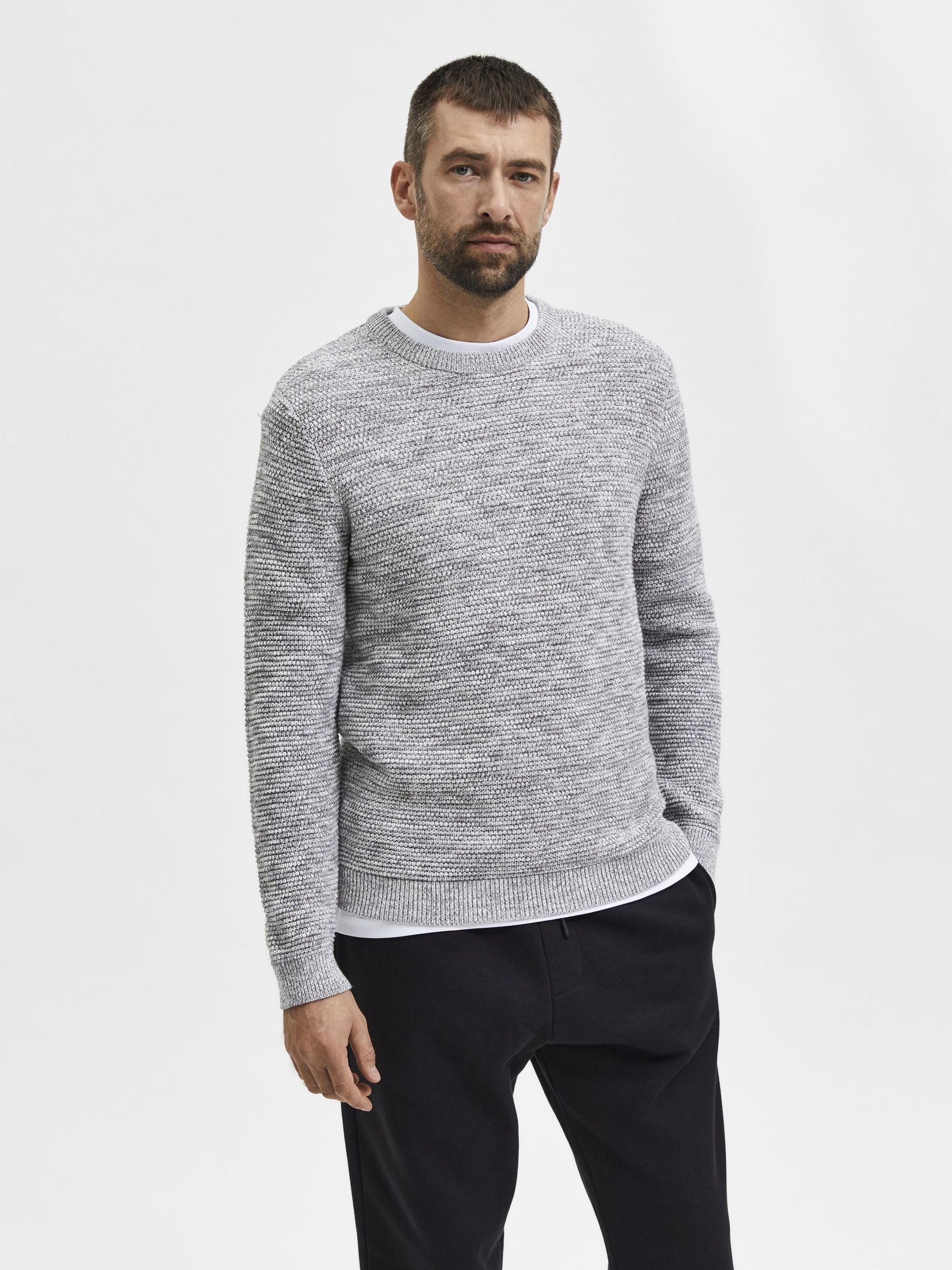 SELECTED HOMME Rundhalspullover "SLHVINCE LS KNIT BUBBLE CREW NECK NOOS" günstig online kaufen